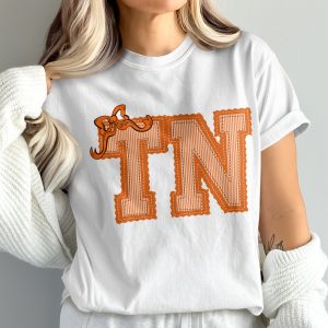 TN Comfort Colors T-Shirt, Tennessee Tee, Orange and White, Southern Pride, Bow Graphic, Game Day, Fan Apparel, Trendy T Shirt