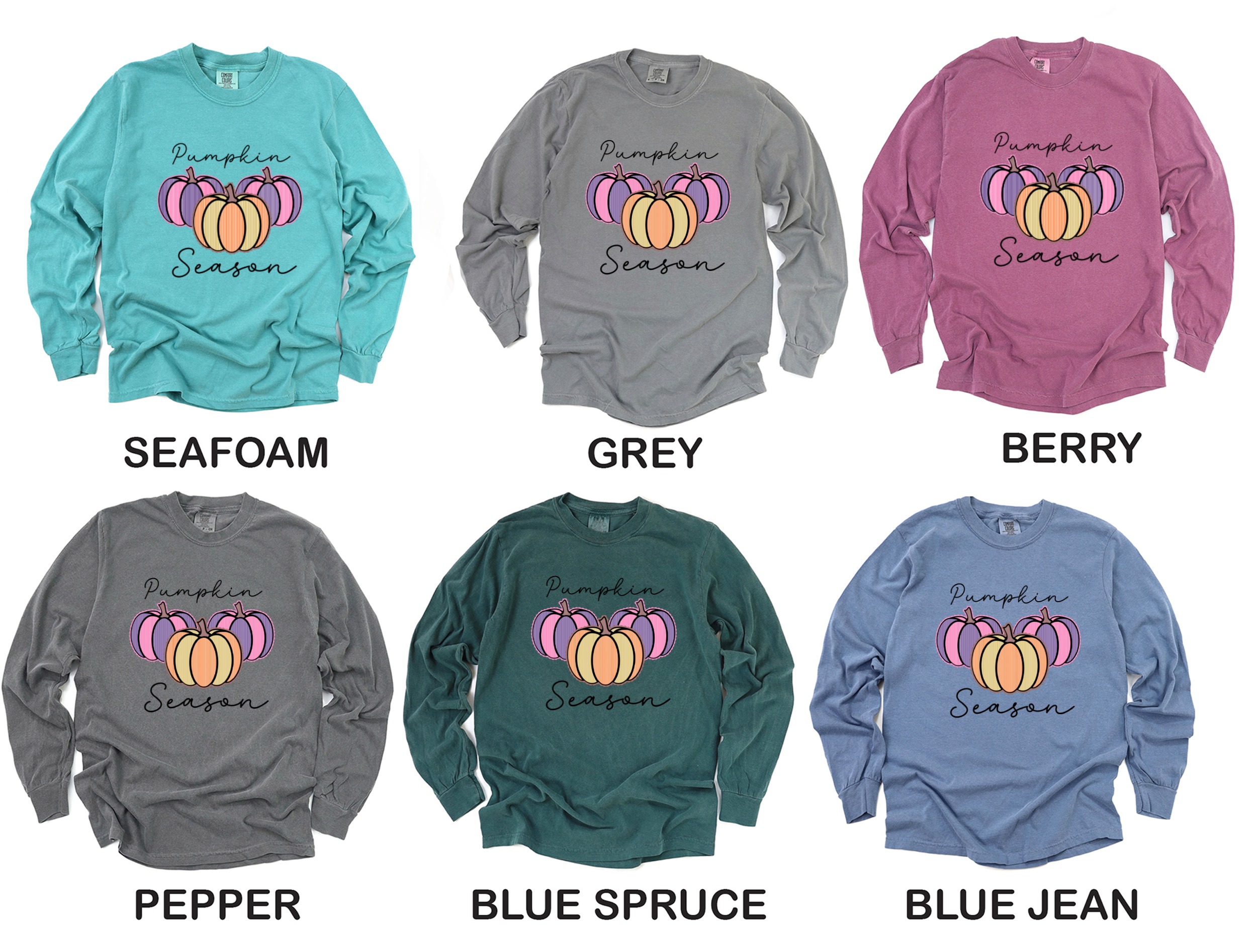 Pumpkin Season Long Sleeve T-Shirt, Fall Apparel, Autumn Shirt, Halloween Outfit, Thanksgiving Clothing, Holiday Gift, Cute Pumpkins - Image 3