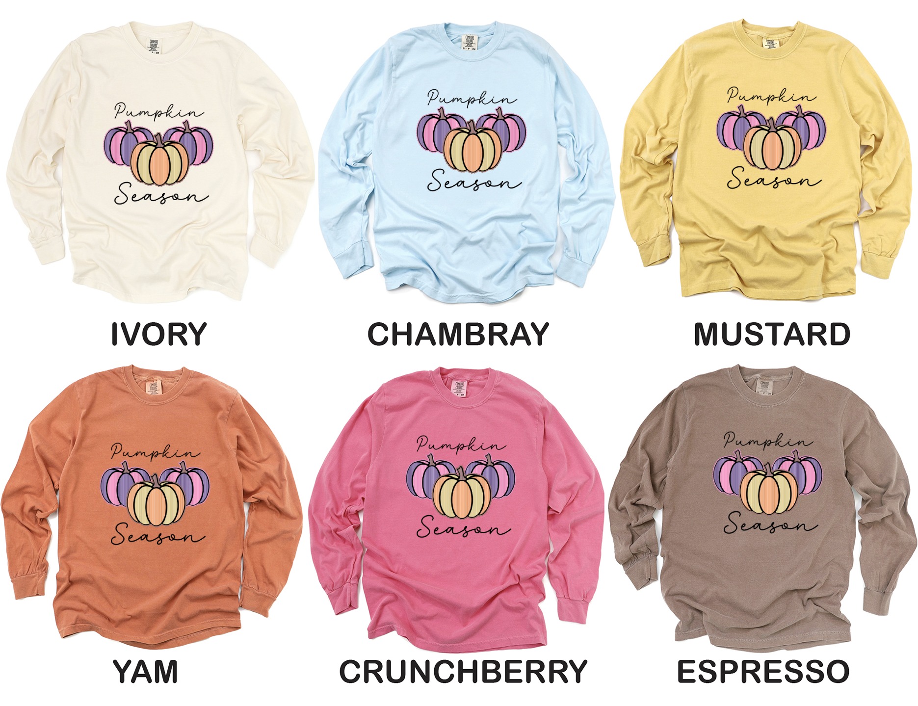 Pumpkin Season Long Sleeve T-Shirt, Fall Apparel, Autumn Shirt, Halloween Outfit, Thanksgiving Clothing, Holiday Gift, Cute Pumpkins - Image 4