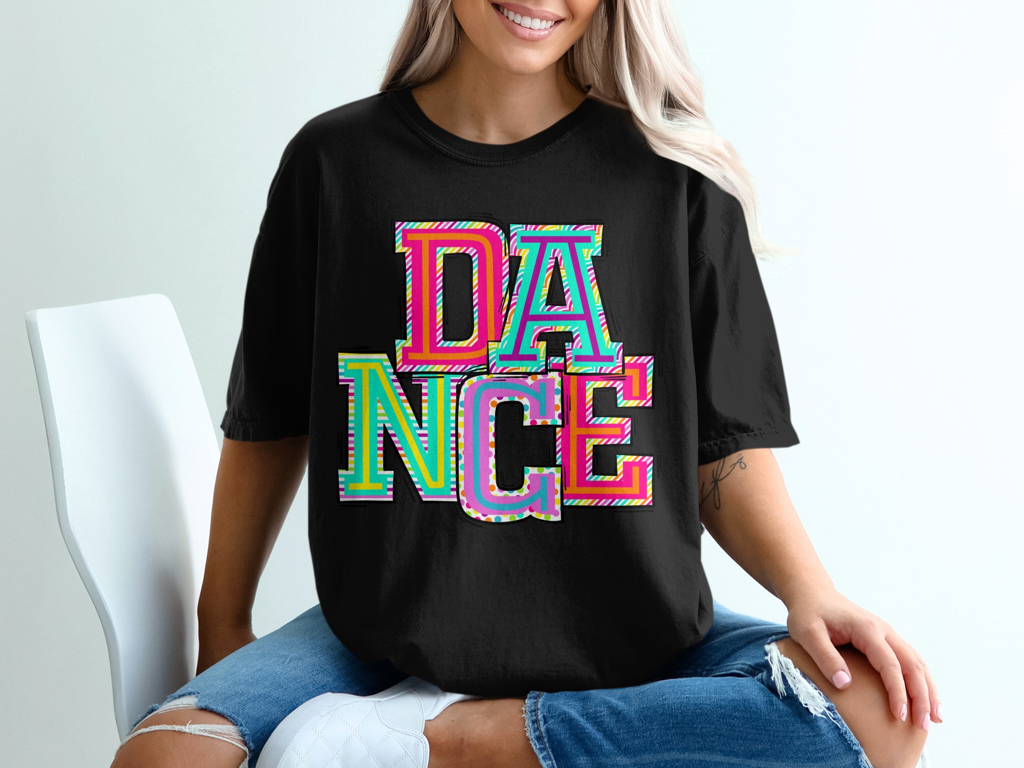 Dance T-Shirt, Colorful Dance Tee, Retro Dance Shirt, Dancing Top, Dancer Gift, Dance Teacher Shirt, Colorful Graphic Tee, Trendy Dance - Image 2