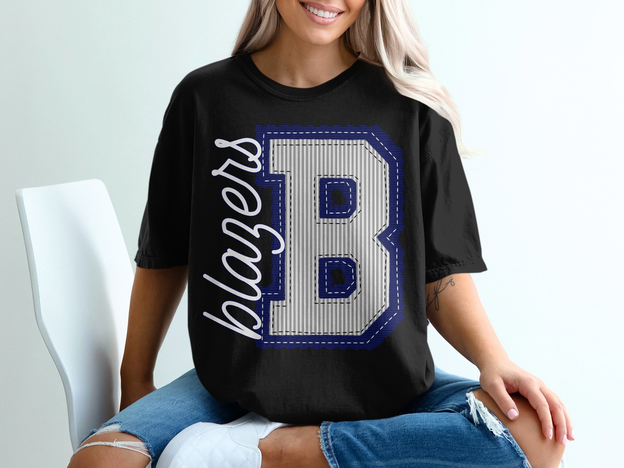 Blazers Letter B T-Shirt, Comfort Colors 1717, Varsity Inspired Tee, Sports Team Shirt, Initial B T-Shirt, School Spirit Top, prepster preppy - Image 3