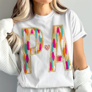 PA Initial T-Shirt, Pennsylvania Pride Tee, Colorful Gold Outline Design, Comfort Colors 1717 Shirt, State Love Shirt, Souvenir T-Shirt