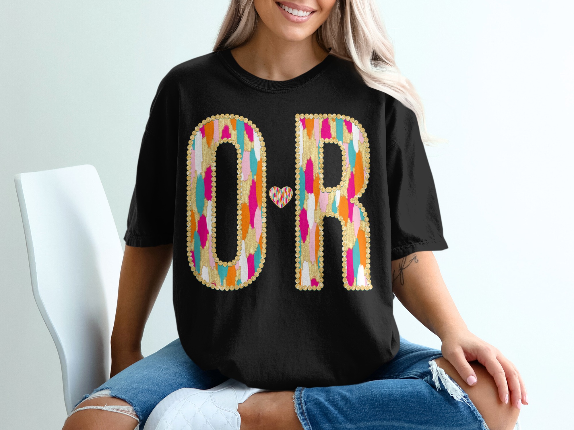 OR Initial T-Shirt, Custom Name Tee, Heart Initials Shirt, Personalized T-Shirt, Comfort Colors 1717, Anniversary Gift T-Shirt, Wedding - Image 3