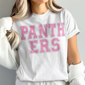 Panthers T-Shirt, Pink Collegiate Text Tee, Comfort Colors 1717, Sports Fan Shirt, Team Spirit Apparel, Trendy Graphic Tee, Game Day Outfit