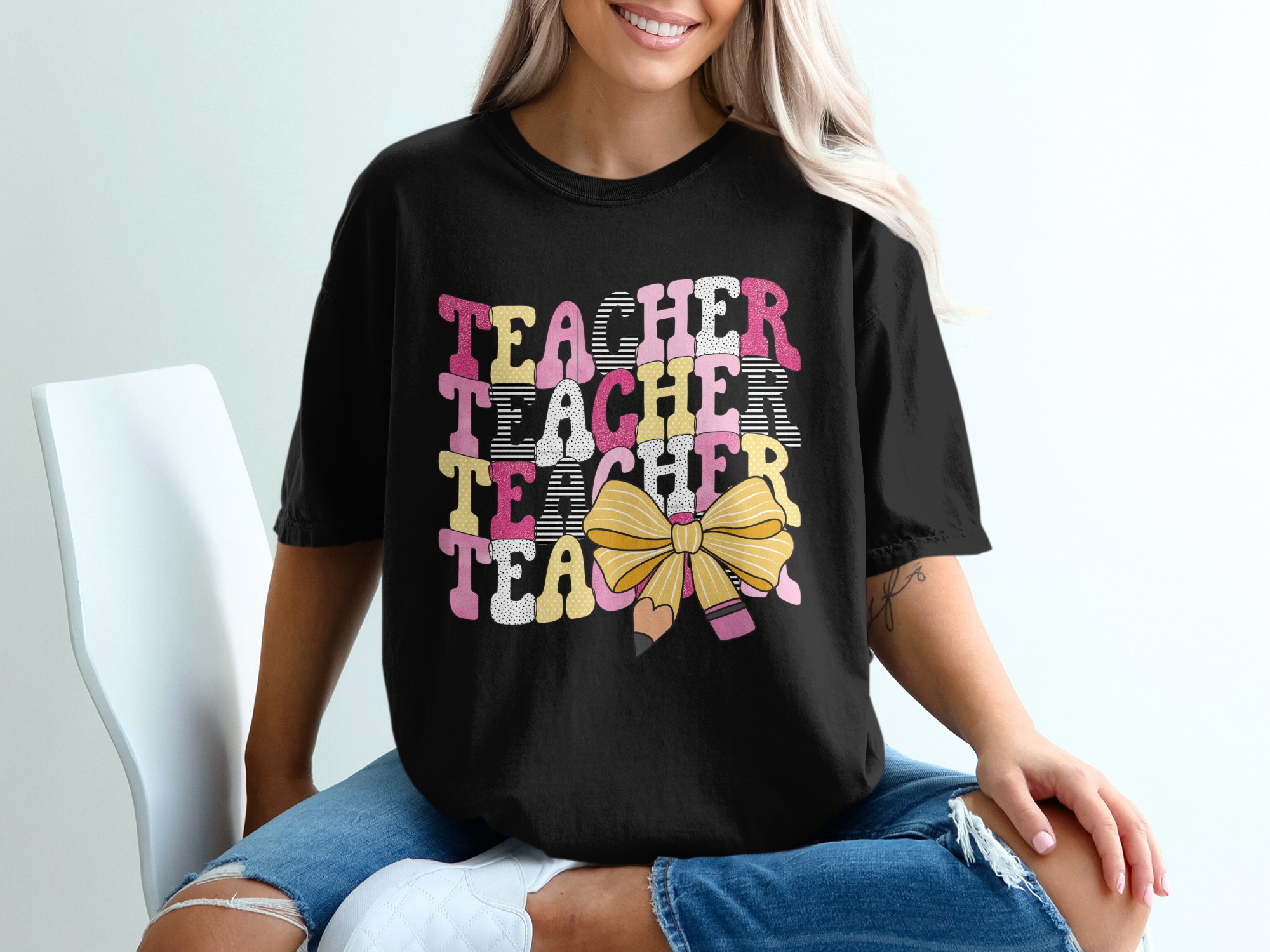 Retro Teacher T-Shirt, Teacher Appreciation, Teacher Gift, School T-Shirt, Pencil Shirt, Back To School Shirt - Image 2