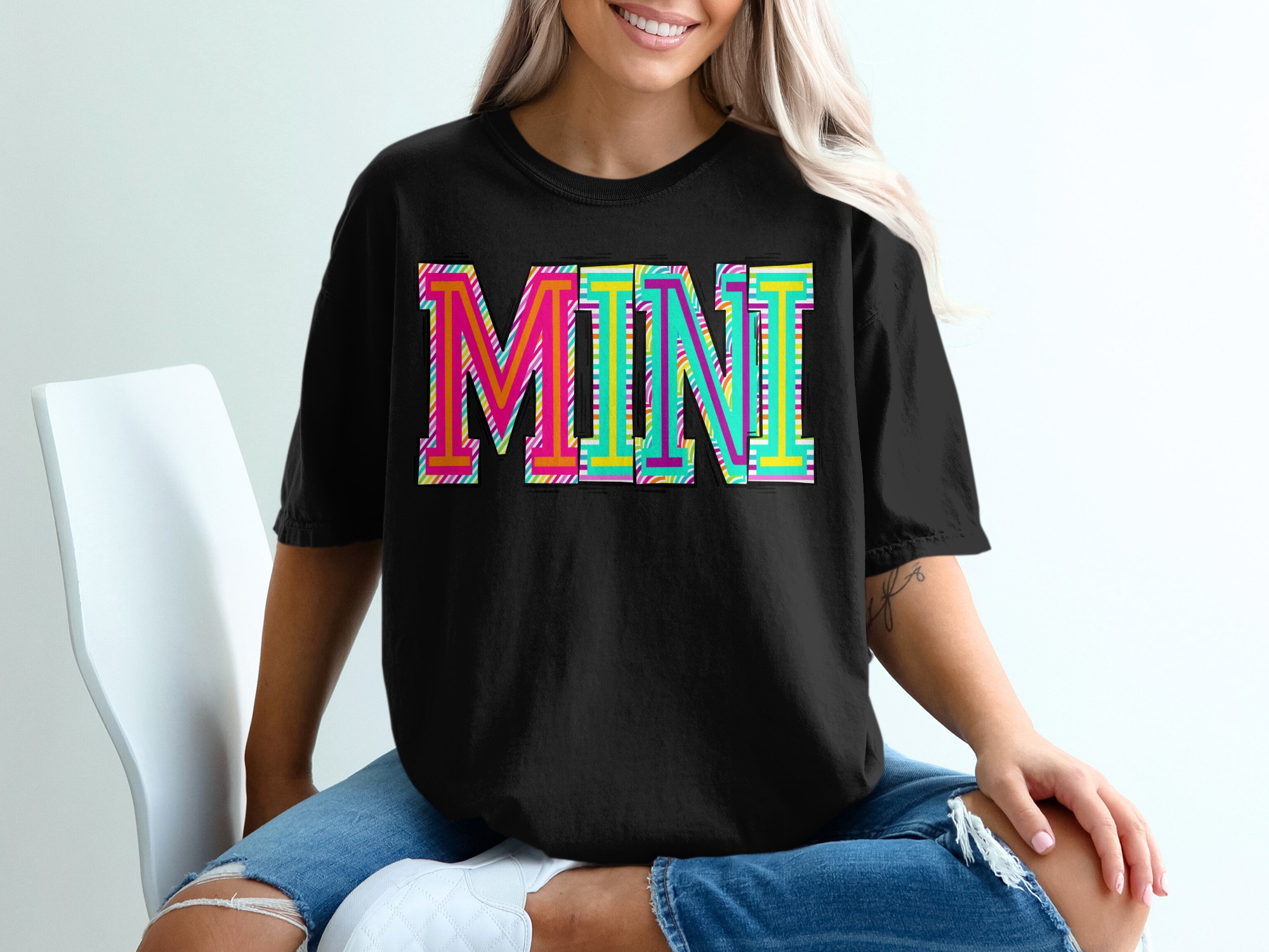Mini T-Shirt, Colorful Graphic Tee, Retro Style Shirt, Trendy Graphic Tee, Fun T-Shirt for Everyday Wear, Cool Casual Tee - Image 2