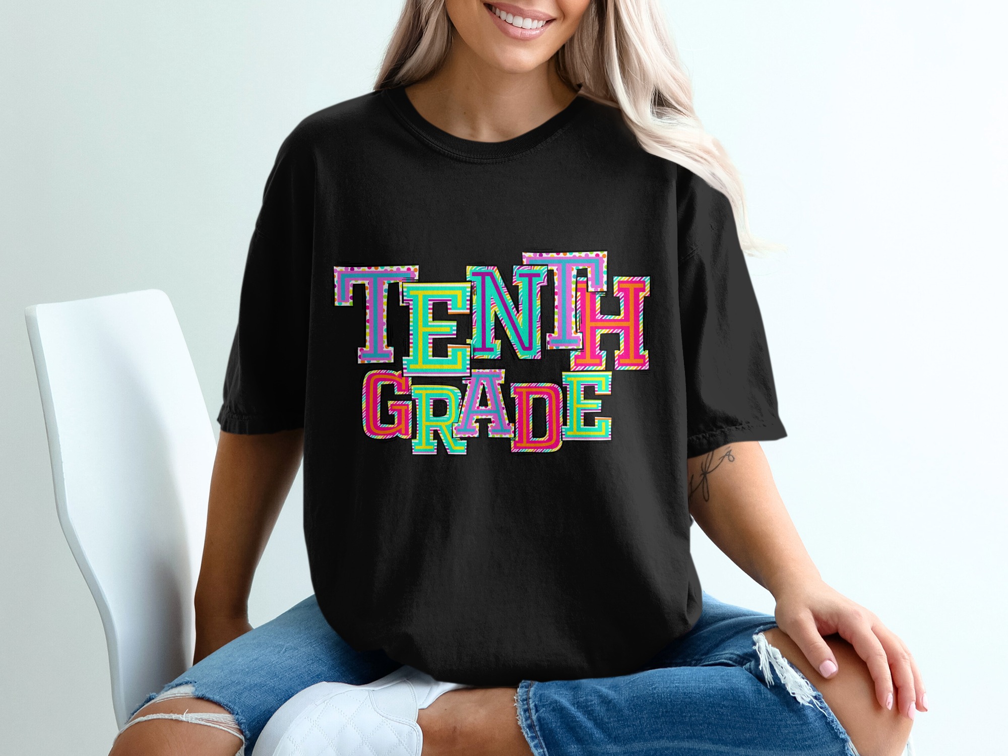 Tenth Grade T-Shirt, Colorful Design, Back to School Shirt, High School Tee, Student Gift, Trendy T Shirt, Teacher Gift Idea - Image 2