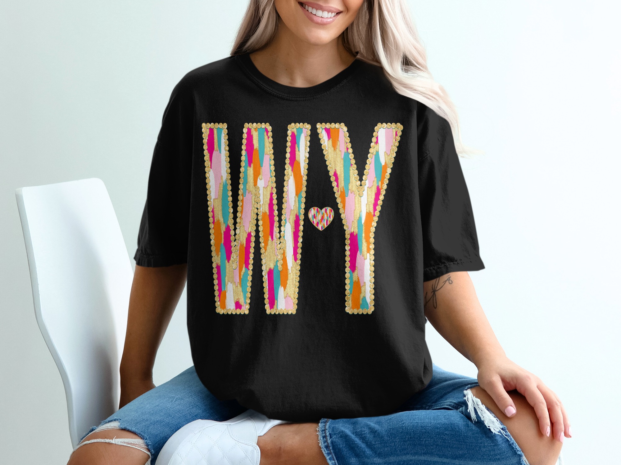WV Comfort Colors 1717 T-Shirt, Colorful WV Heart Tee, West Virginia Pride Shirt, College Game Day Apparel, Trendy WV State Gift Shirt - Image 3