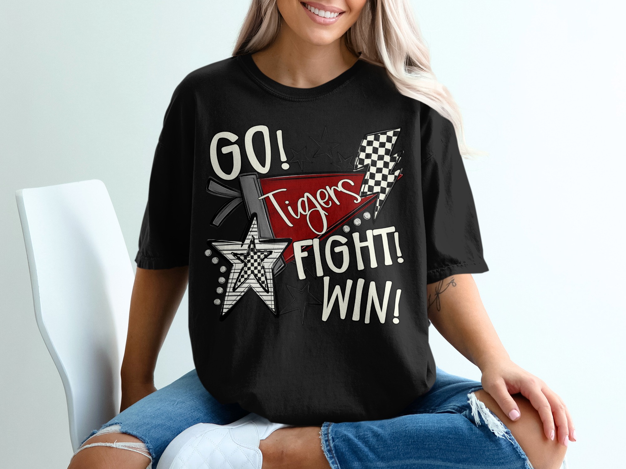 Go Tigers Fight Win T-Shirt, Comfort Colors 1717, Sport Team Tee, Spirit Wear Shirt, Game Day T-Shirt, College Team Gift, Graphic Tee - Image 3