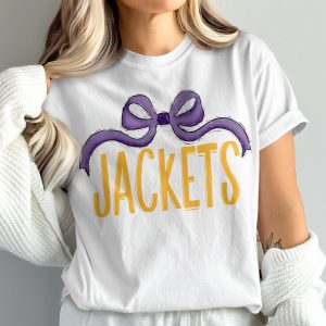Jackets T-Shirt, Purple Bow Shirt, Team Spirit Tee, School Pride Top, Comfort Colors 1717, Fan Apparel, Game Day Outfit, Trendy T Shirt