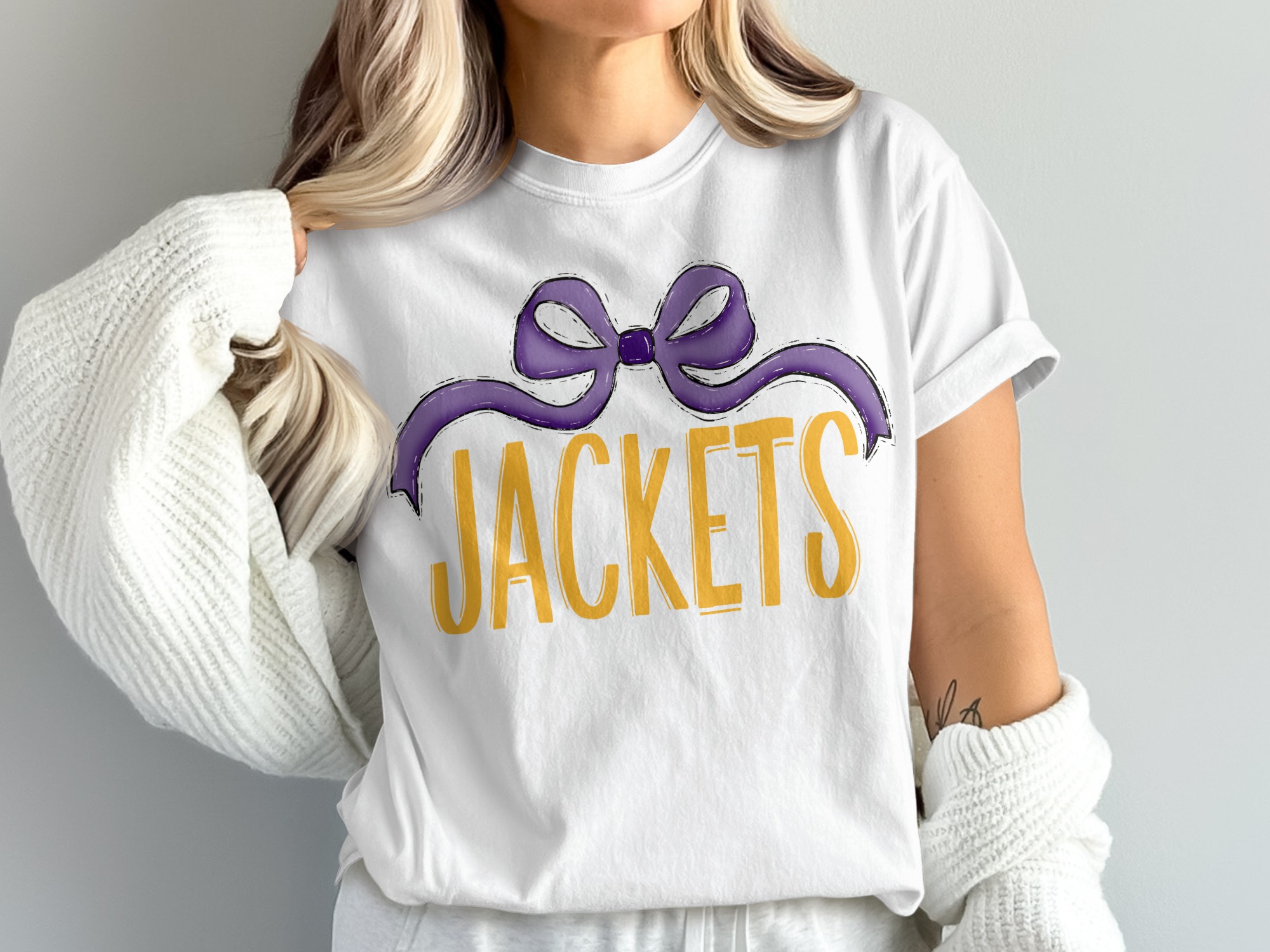 Jackets T-Shirt, Purple Bow Shirt, Team Spirit Tee, School Pride Top, Comfort Colors 1717, Fan Apparel, Game Day Outfit, Trendy T Shirt