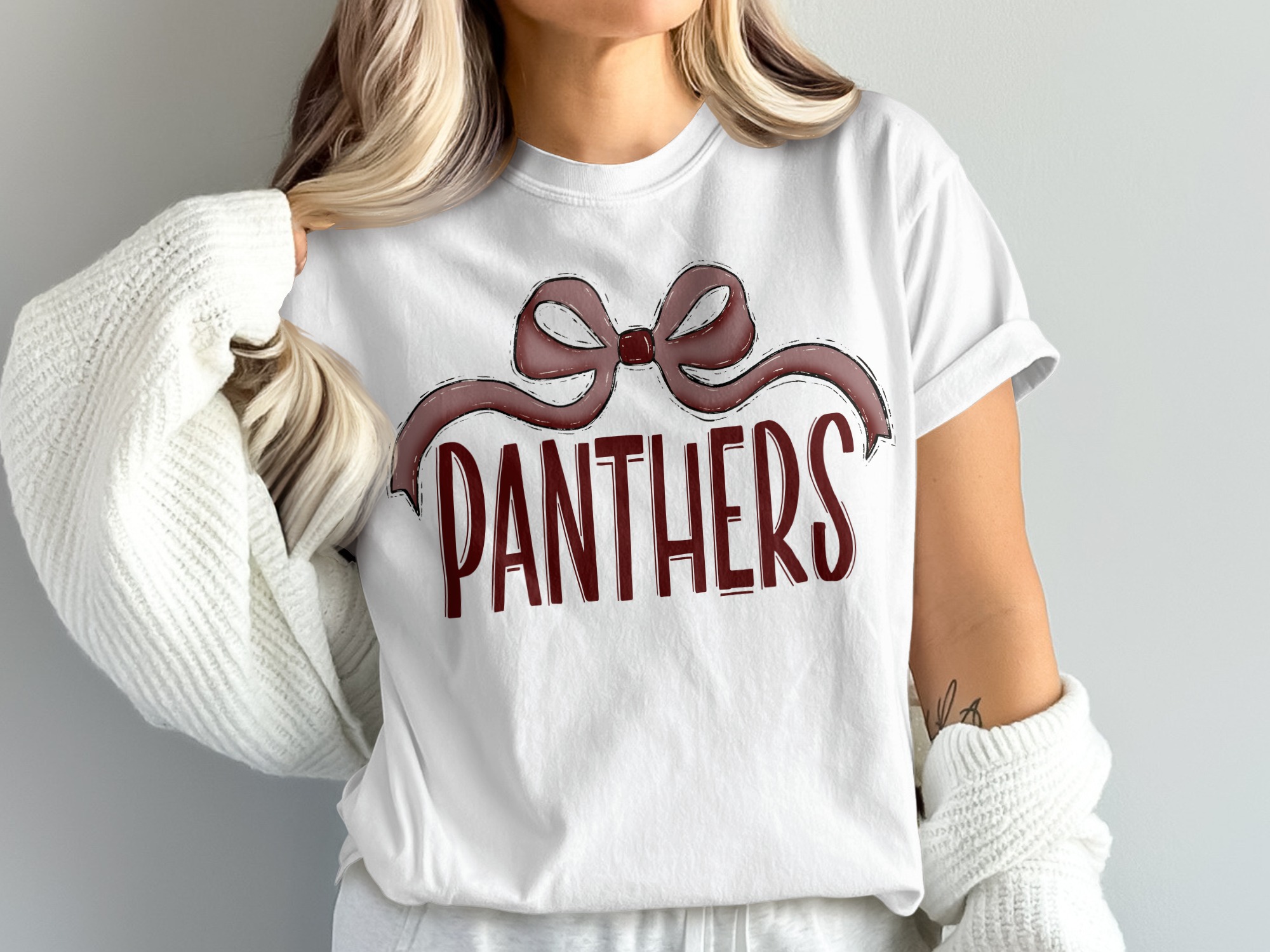 Panthers Bow T-Shirt, Team Spirit Shirt, Cute Sports Tee, Comfort Colors 1717, Game Day Apparel, School Mascot Shirt