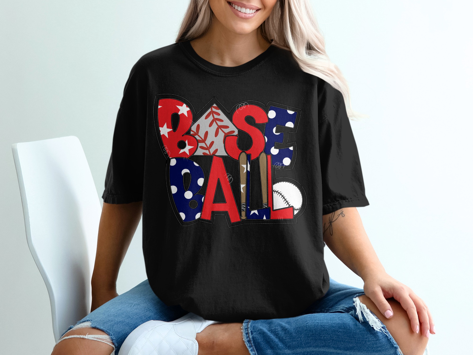 Baseball T-Shirt, Patriotic Baseball Shirt, USA Baseball Tee, Comfort Colors 1717, Baseball Mom Shirt, Baseball Lover Gift - Image 3