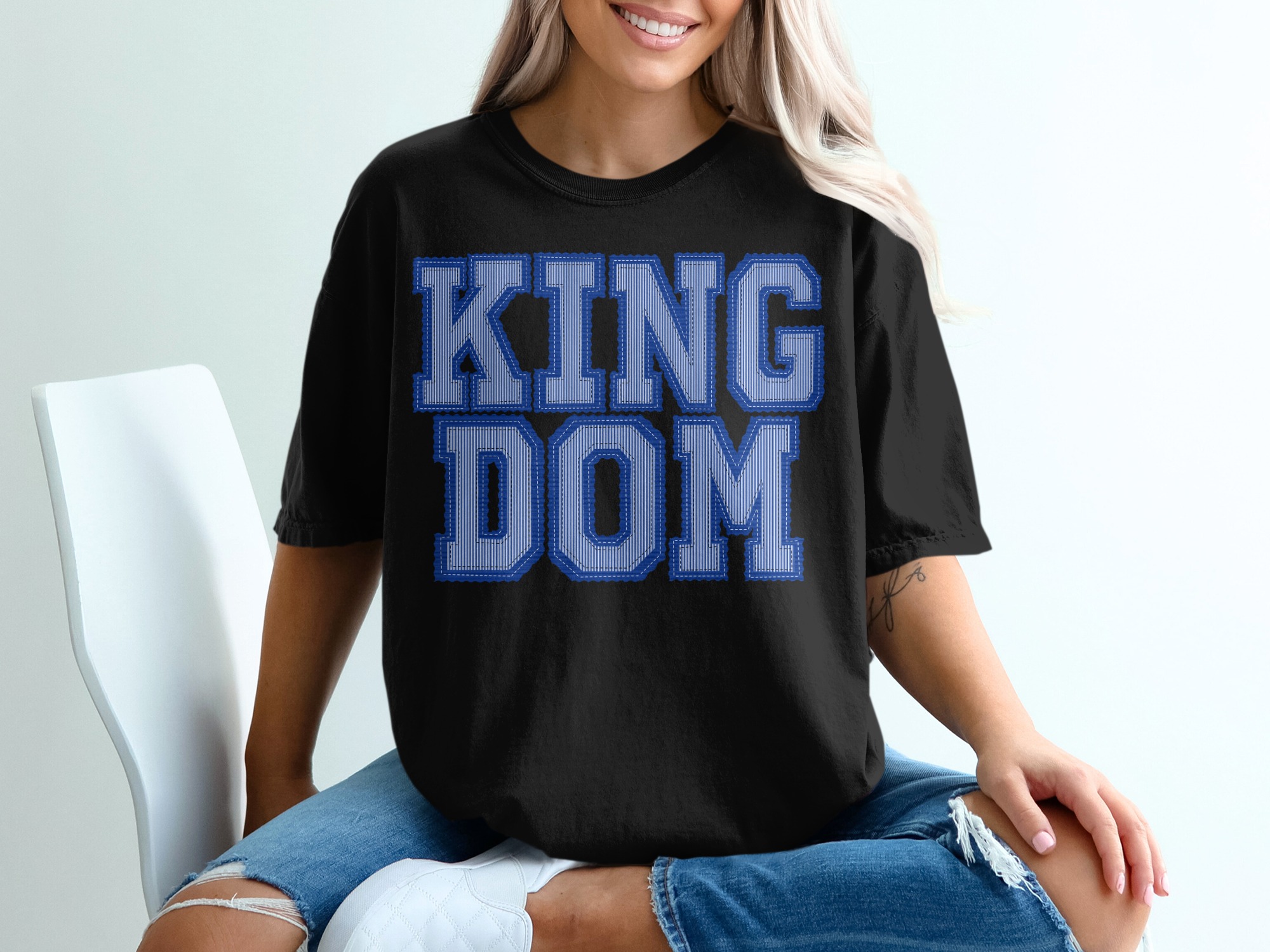 Kingdom Comfort Colors 1717 T-Shirt, Trendy Graphic Tee, Royal T Shirt, Blue Patterned Tee, Casual Shirt, Minimalist Design, Fashion Top - Image 3