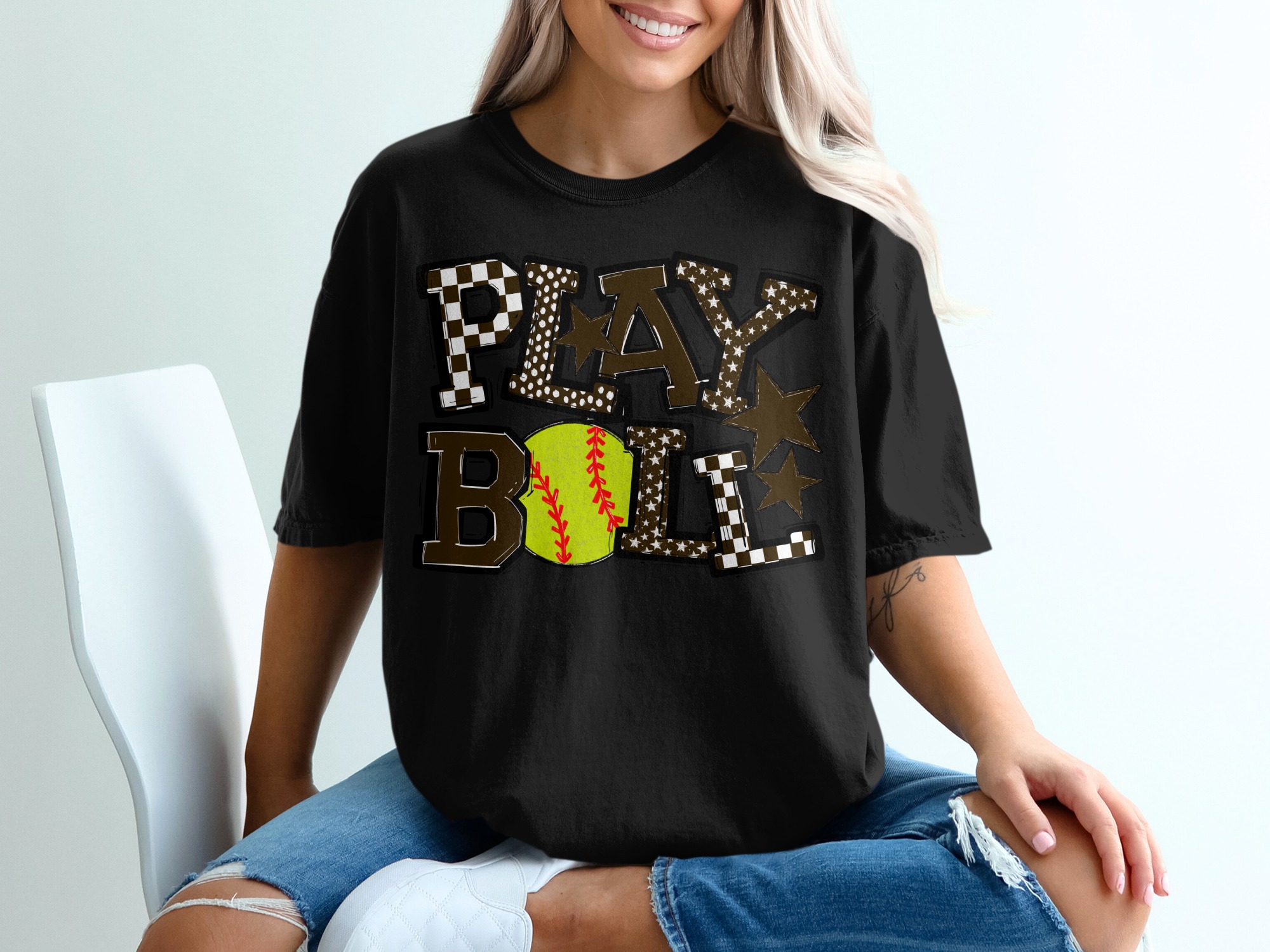 Play Ball Softball T-Shirt, Unique Design T-Shirt, Sports Fan Apparel, Gift for Softball Player, Softball Lover Top, Trendy T-Shirt - Image 2