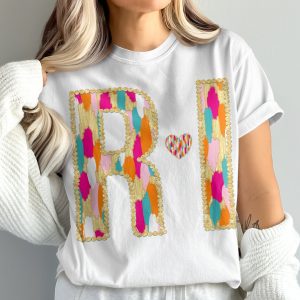 RI Initials T-Shirt, Comfort Colors 1717, Painted Letter Graphic Tee, Custom Name Shirt, Personalized Gift Idea, Unique Present for Her