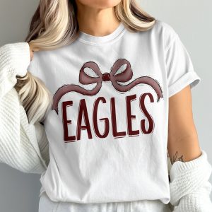 Eagles T-Shirt with Bow, Comfort Colors 1717, Team Spirit Tee, School Pride, Graphic T Shirt, Game Day Apparel, Sports Fan Gift, Trendy