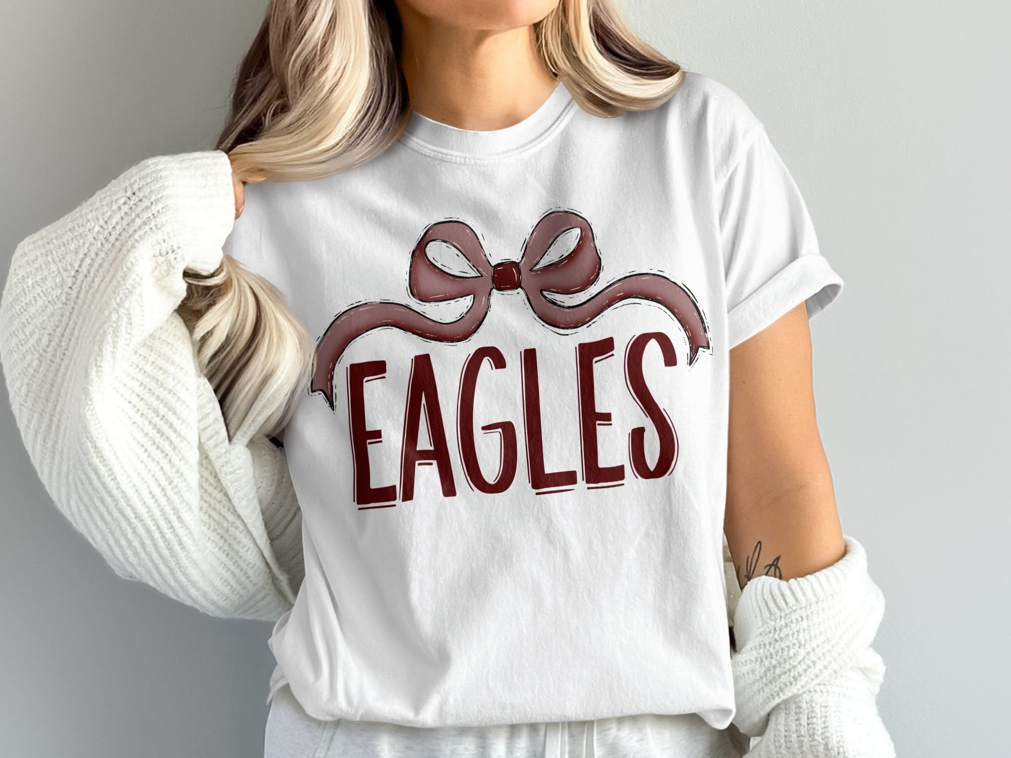Eagles T-Shirt with Bow, Comfort Colors 1717, Team Spirit Tee, School Pride, Graphic T Shirt, Game Day Apparel, Sports Fan Gift, Trendy