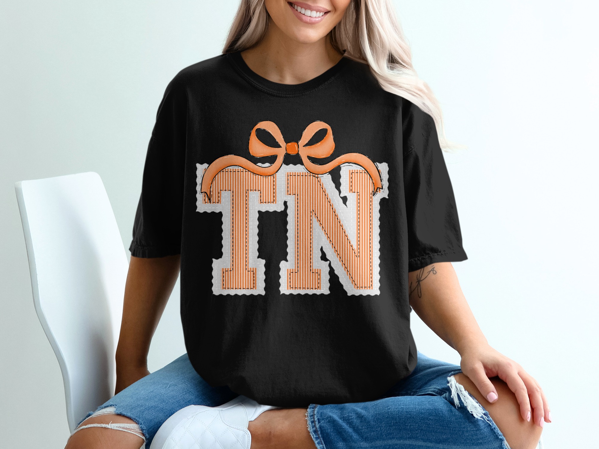 TN Bow Comfort Colors T-Shirt, Tennessee Graphic Tee, Southern Pride Shirt, Orange Bow, Gameday Shirt, Boutique Tee, Trendy Tshirt - Image 2