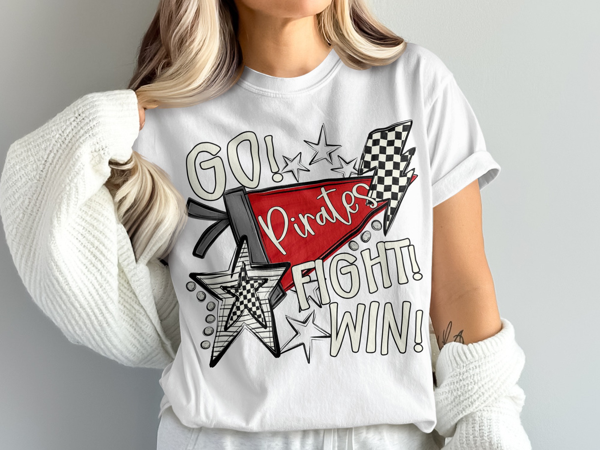 Go Pirates Fight Win T-Shirt, Comfort Colors 1717, Game Day Tee, School Spirit Shirt, Team Pride Shirt, Custom Pirate Tee
