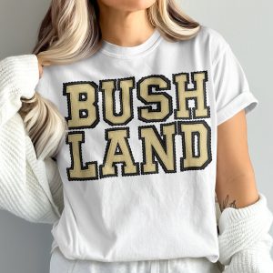 Bushland T-Shirt, College Font Tee, Embroidered Look, Comfort Colors 1717, Varsity Style T Shirt, Text Graphic Top, Trendy T-Shirt