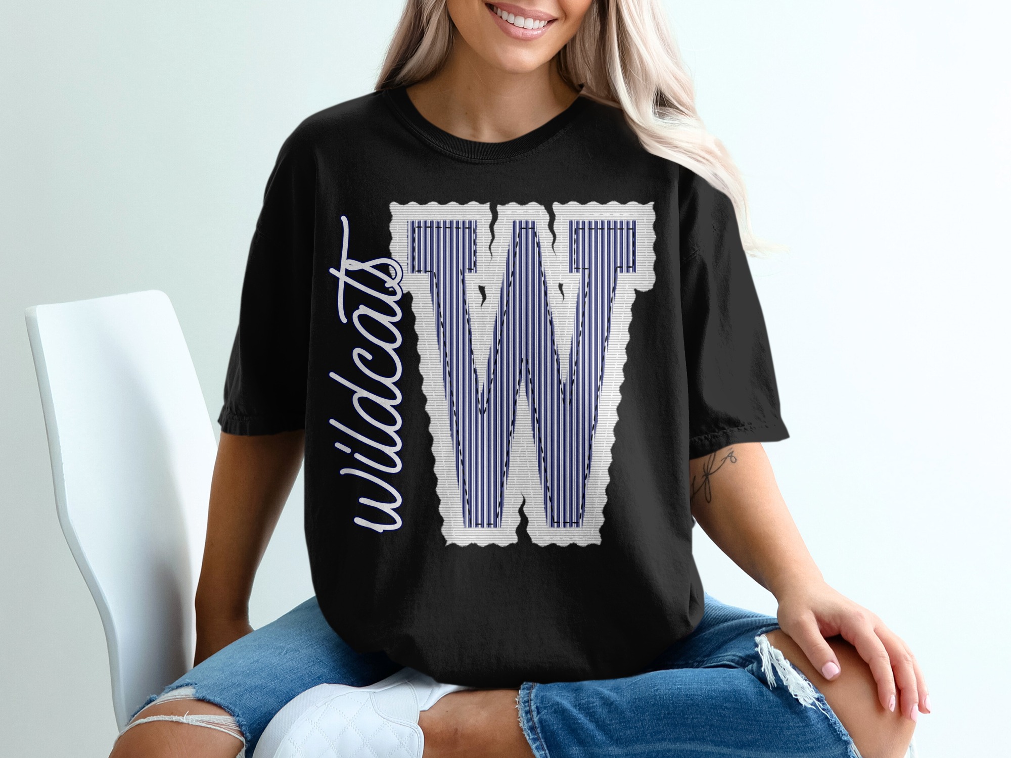 Wildcats T-Shirt, Letter W Shirt, Team Spirit Tee, College Game Day Apparel, Comfort Colors 1717, Trendy Graphic Tee, University Shirt, prepster preppy - Image 3