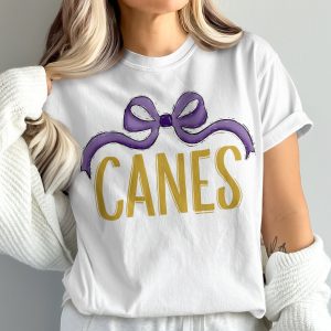 Canes Shirt, University Shirt, Game Day TShirt, Purple and Gold, Comfort Colors 1717, Team Spirit Apparel, Fan Gear, Sports Tee