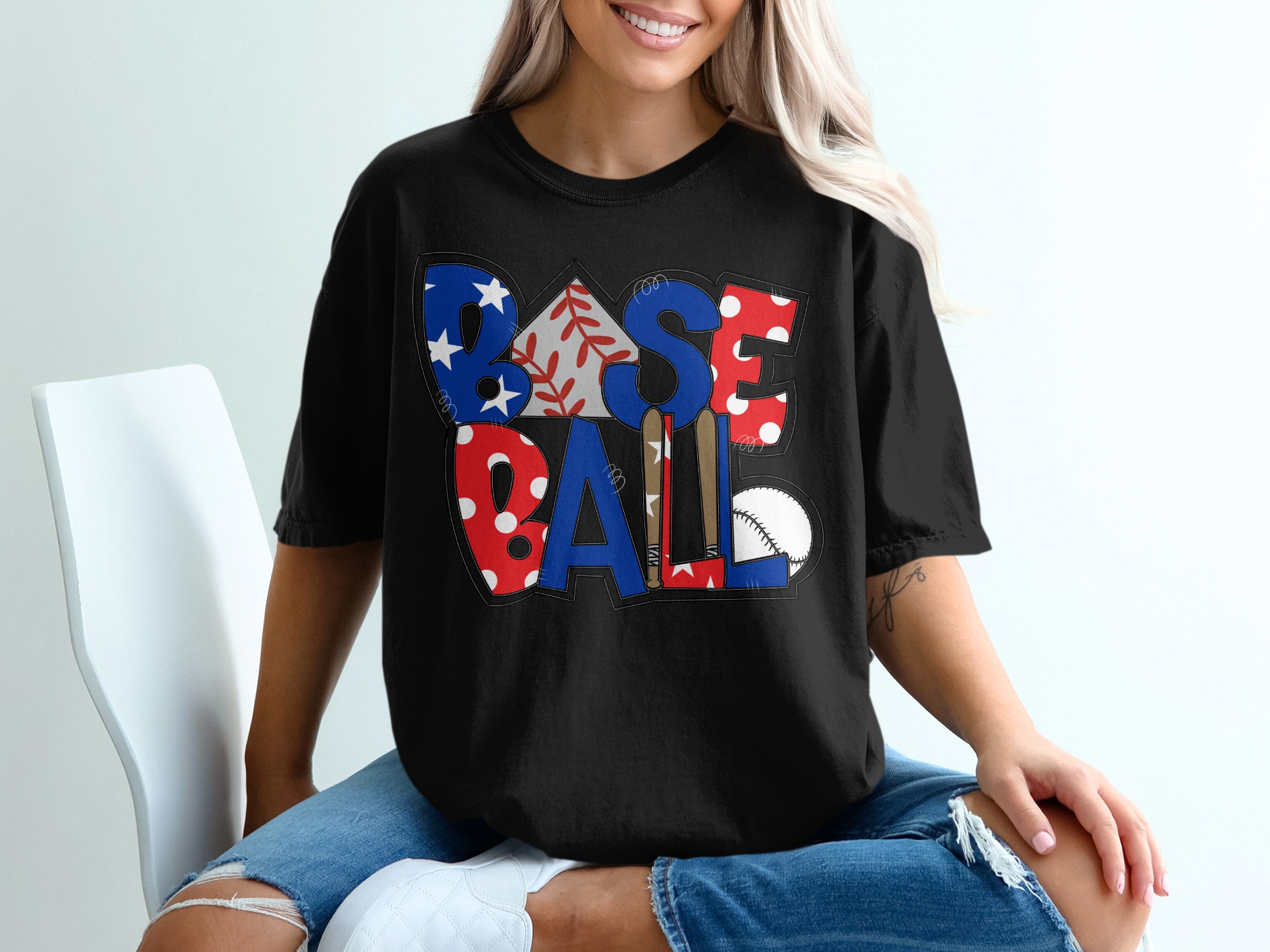 Baseball T-Shirt, Patriotic Tee, Comfort Colors 1717, USA Pride, Stars and Stripes, American Sports Fan Gift, Baseball Lover Shirt - Image 3