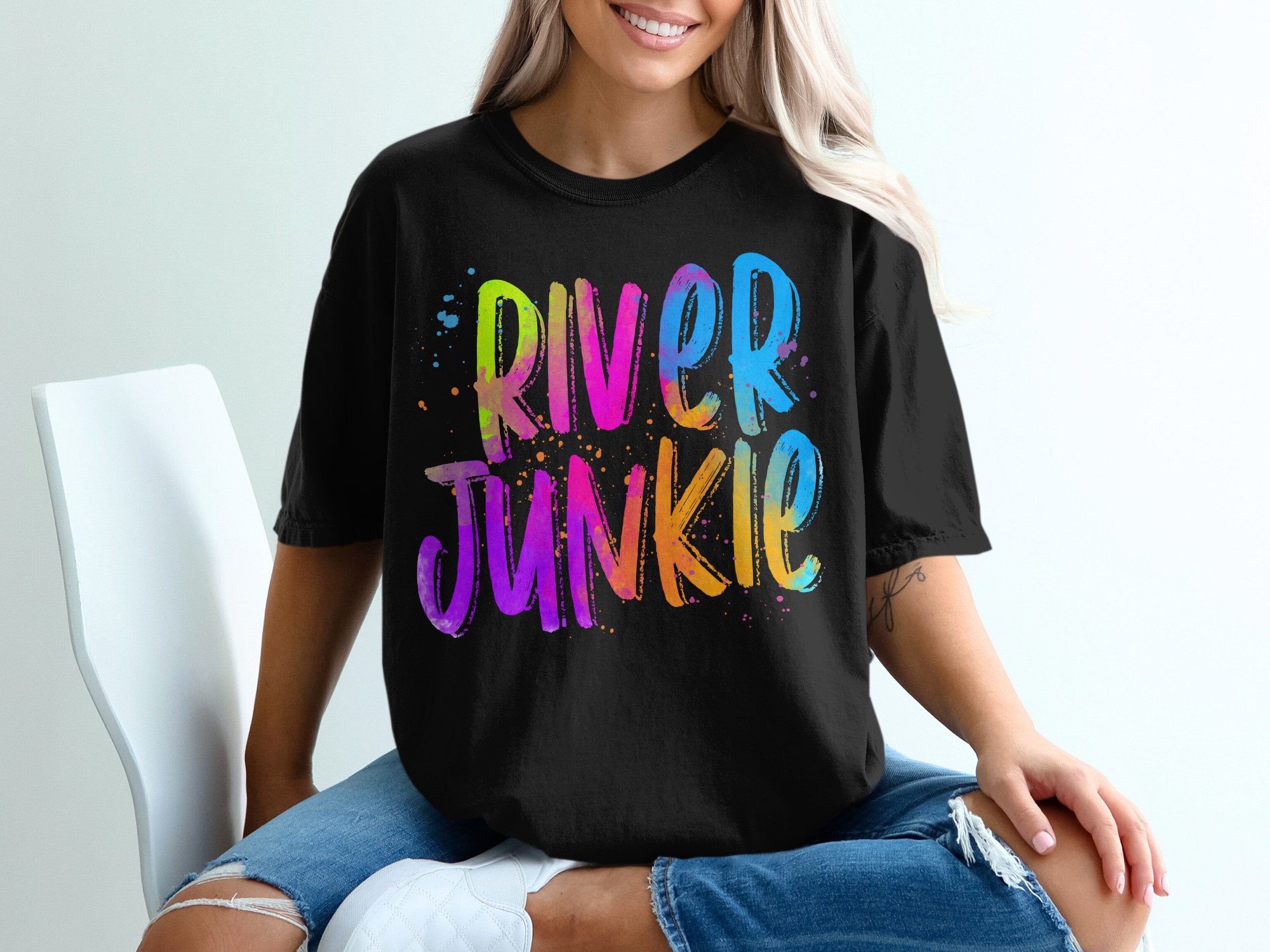 River Junkie T Shirt, Colorful T-Shirt, Outdoorsy Shirt, River Lover Apparel, River Adventure Shirt, Nature Lover Gift, Trendy Summer Tee - Image 2