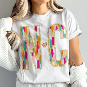 NC T-Shirt, Heart T-Shirt, North Carolina, Comfort Colors 1717, State Pride, NC Love, Gifts for Her, NC Gift, Trendy Tees, Soft T-Shirt