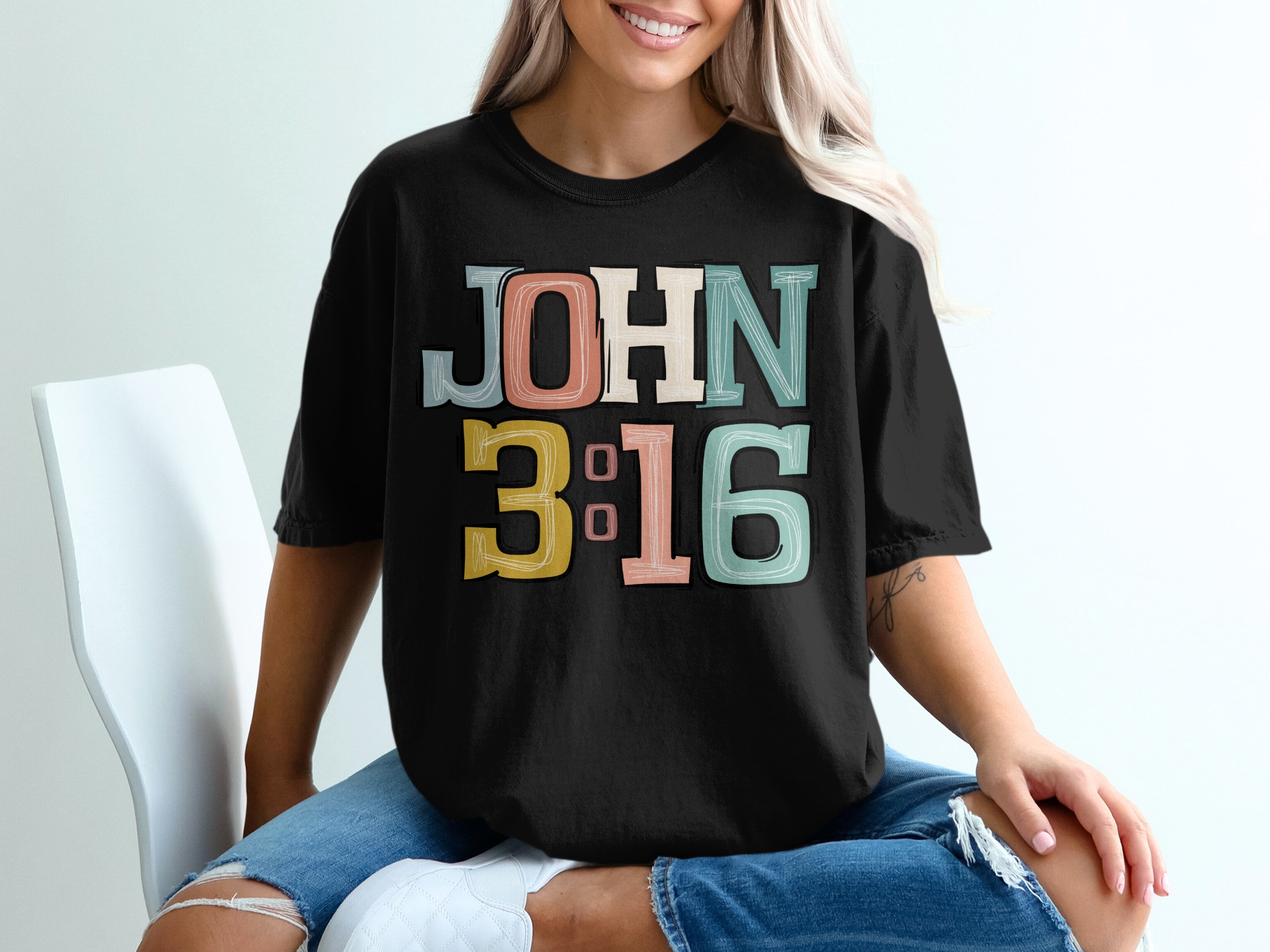 John 3 16 T-Shirt, Christian T-Shirt, Religious T-Shirt, Jesus T-Shirt, Bible Verse Shirt, Faith Based Apparel - Image 2