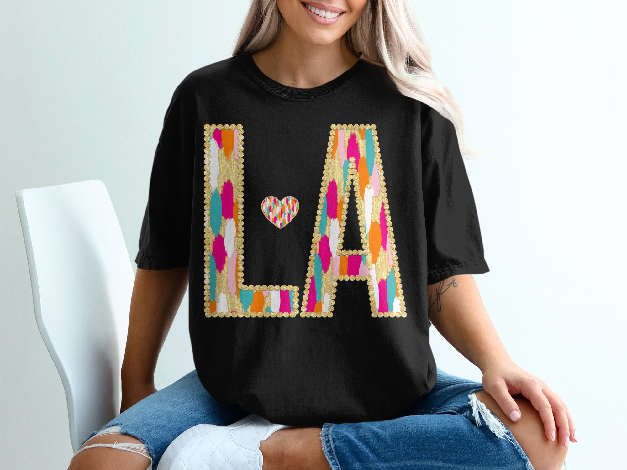 LA T-Shirt, Los Angeles Tee, Comfort Colors 1717 T Shirt, Colorful LA Graphic T-Shirt, California Vibes Tee, Trending Design - Image 3