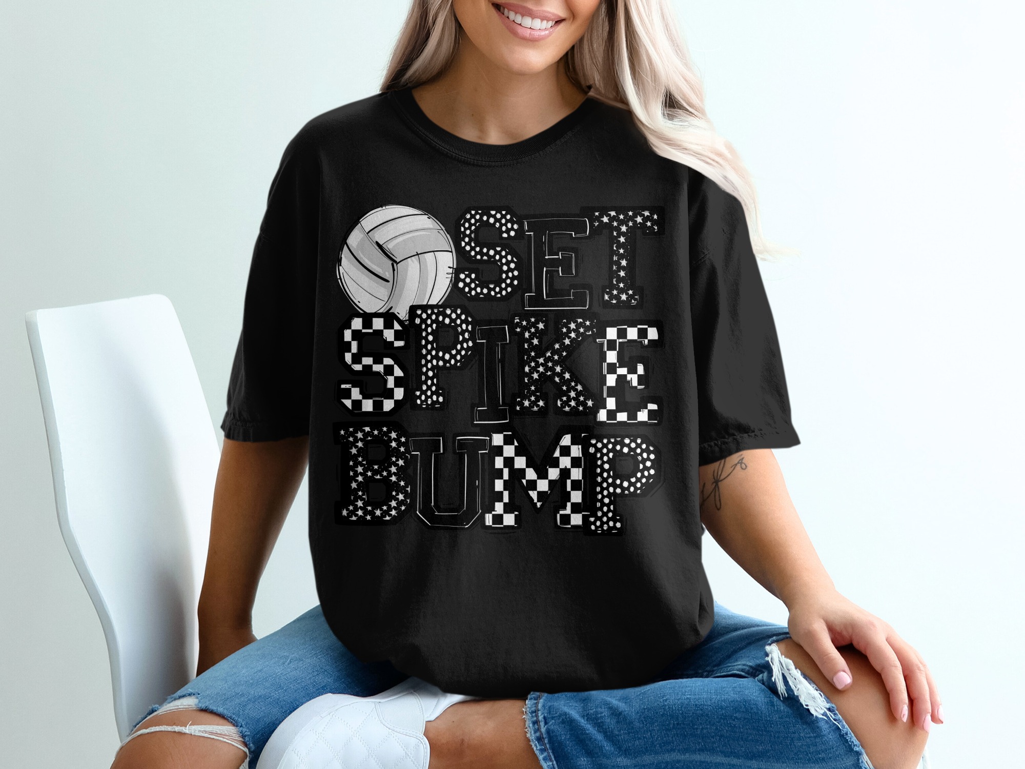 Volleyball T-Shirt, Set Spike Bump Tee, Sports Fan Apparel, Trendy Volleyball Shirt, Gift for Volleyball Players, Volleyball Lover Top - Image 2