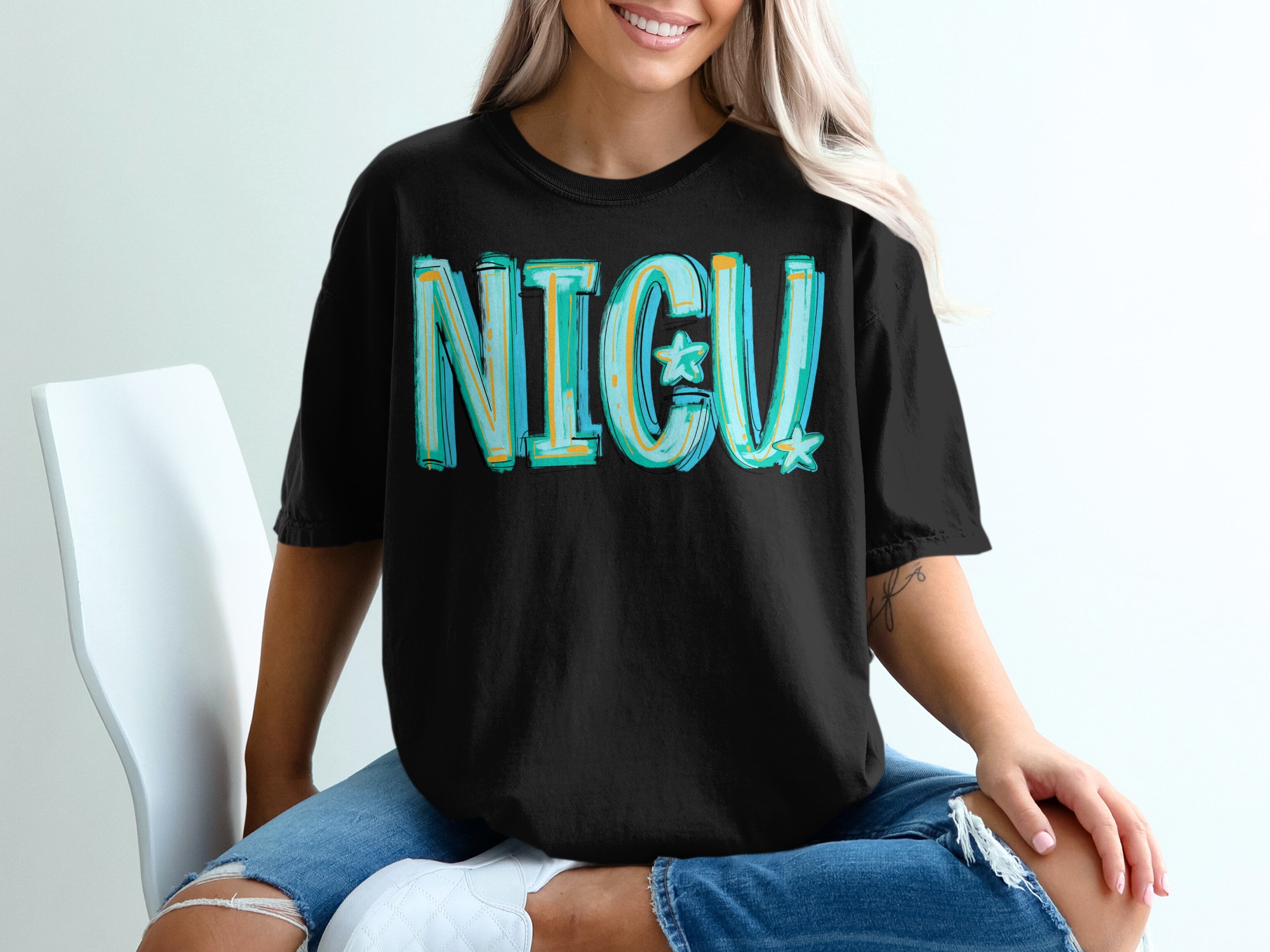 NICU Nurse T-Shirt, Comfort Colors 1717 Tee, Neonatal Intensive Care Unit Apparel, NICU Team Gift, Starfish NICU Design - Image 3