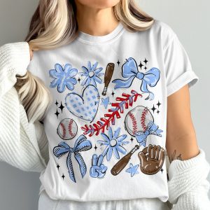 Baseball Mom T-Shirt, Comfort Colors 1717, Floral, Bow, Baseball Heart, Baseball Glove Tee, Game Day Shirt, Baseball Season Shirt