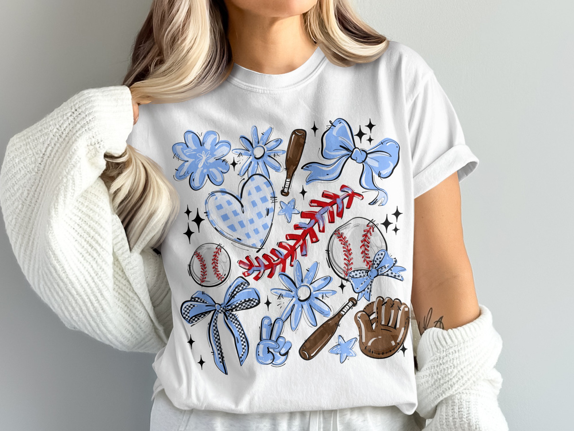 Baseball Mom T-Shirt, Comfort Colors 1717, Floral, Bow, Baseball Heart, Baseball Glove Tee, Game Day Shirt, Baseball Season Shirt