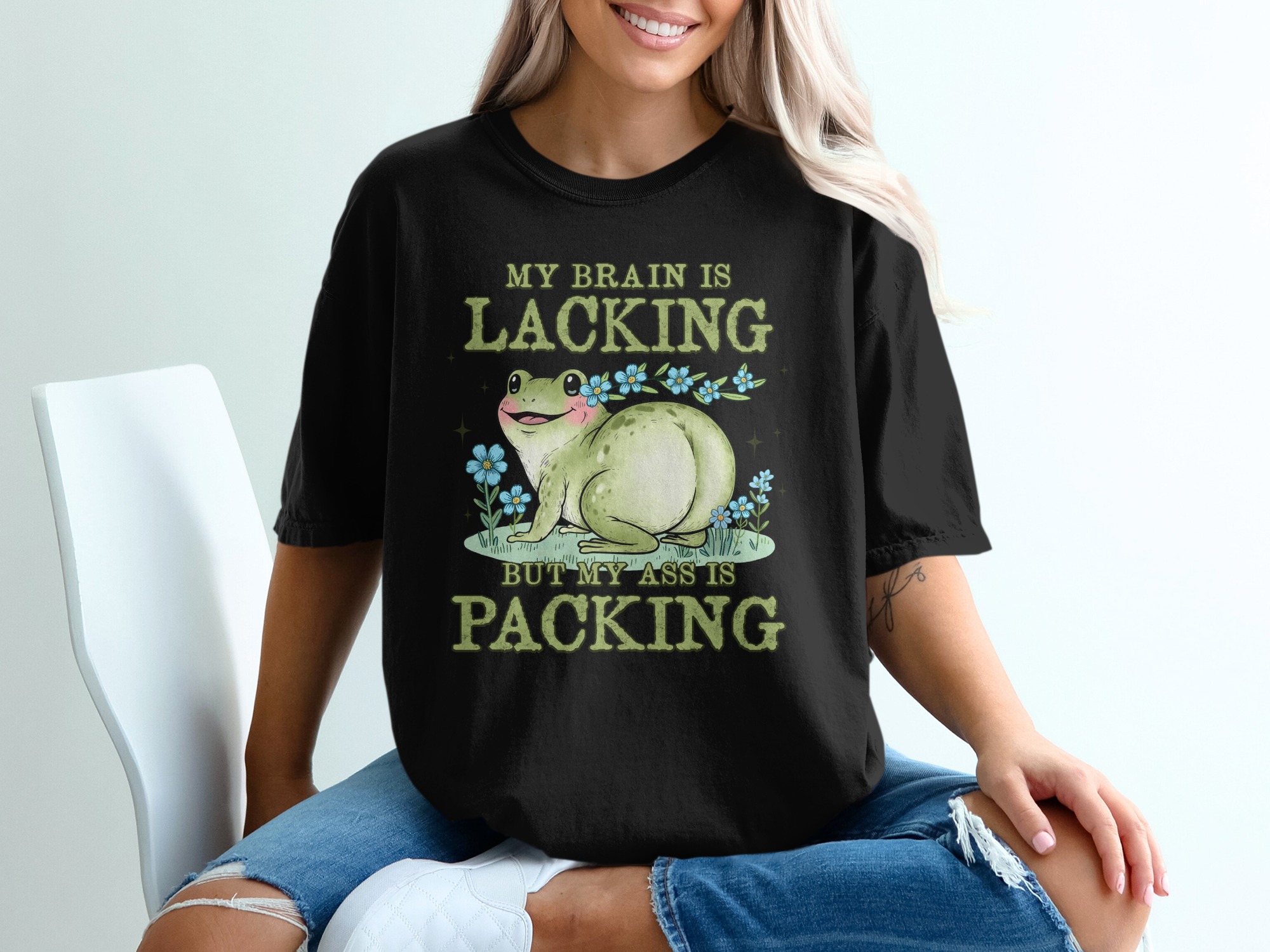 Frog Butts Comfort Colors T-Shirt, Funny Froggy Tee, My Brain is Lacking Comfort Colors T-Shirt, Amphibian, Sassy Tee, Unique Comfort Tee - Image 3