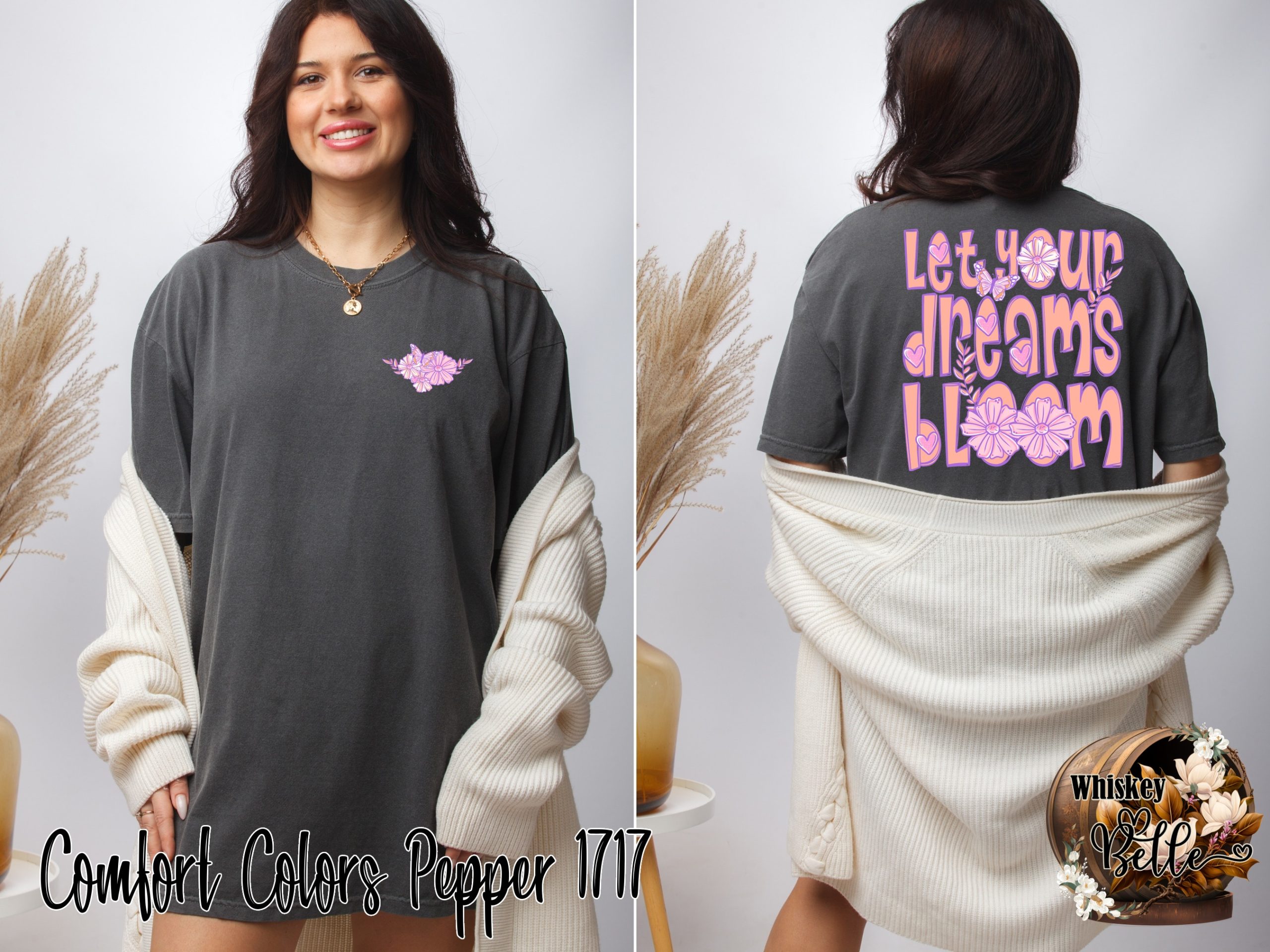 Let Your Dreams Bloom T-Shirt, Floral Butterfly Shirt, Positive Quote Tee, Motivational Graphic Top, Flower Lover Gift, Women's Trendy - Image 5