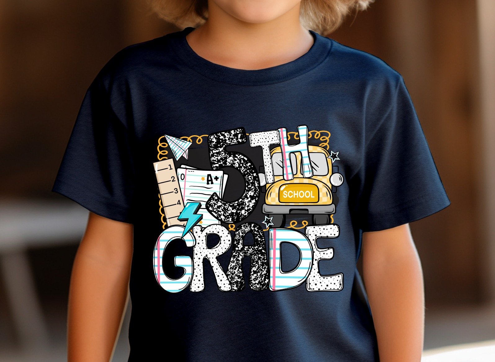 5th Grade T-Shirt, Back to School Shirt, Fifth Grade Shirt, Student Gift, School Bus, First Day of School Tee, Fifth Grader, Grade School - Image 2