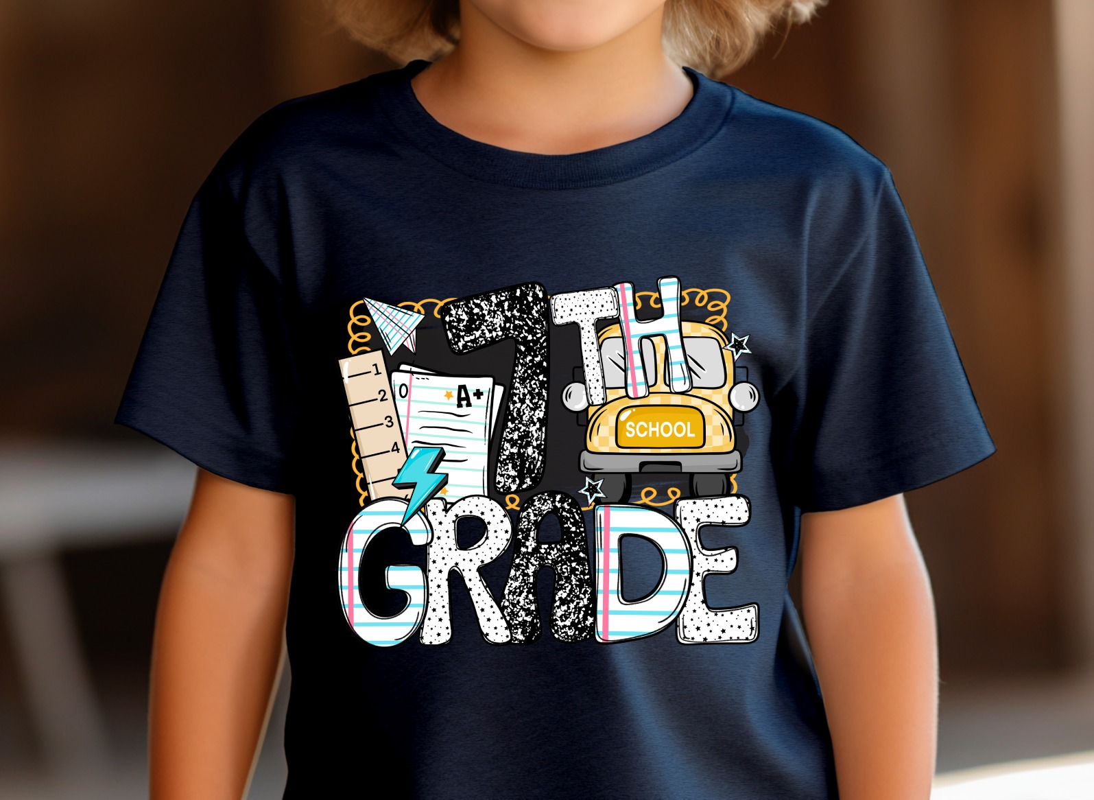 7th Grade T-Shirt, Back to School, Seventh Grade Shirt, School Bus Tee, Student Gift, Seventh Grader Shirt, Seventh Grade Team Shirt - Image 2