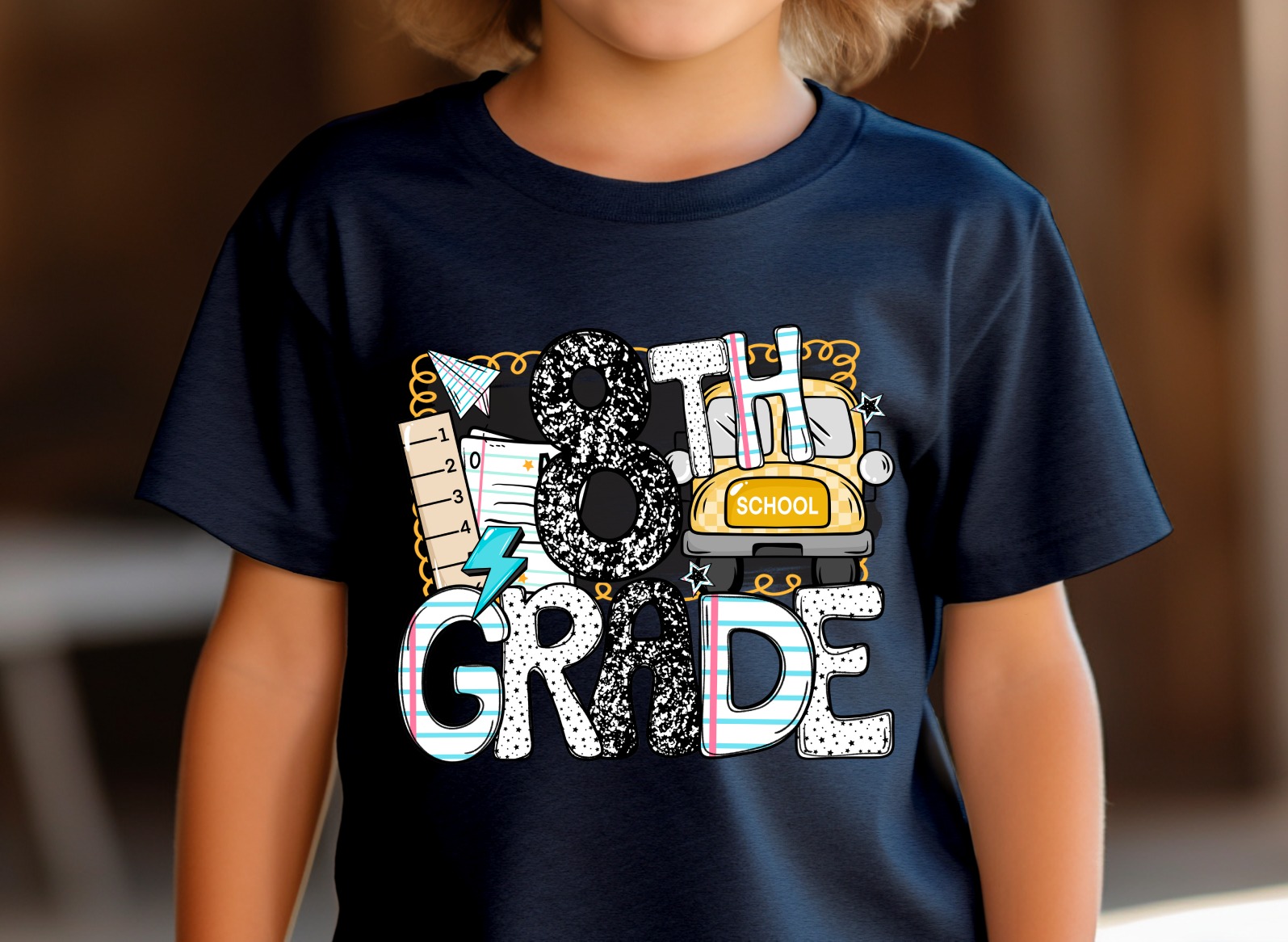 8th Grade T-Shirt, Back to School Shirt, Eighth Grader Gift, School Bus Tee, Graduation Shirt, Eighth Grade Outfit, Student TShirt - Image 2