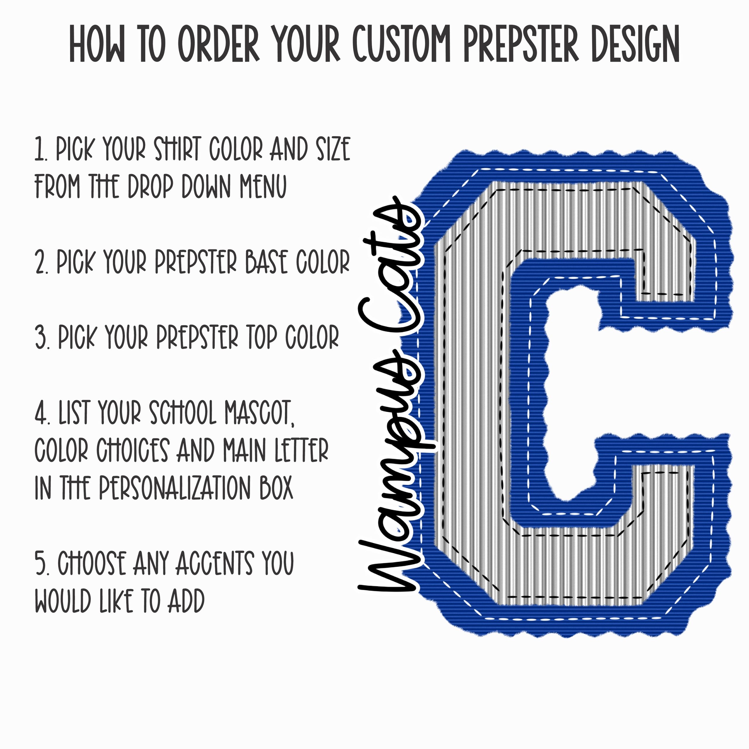 Custom Mascot Wampus Cats T-Shirt, Comfort Colors, School Spirit Tee, Team Pride, Initial C Shirt, Personalized Gift, College Apparel, prepster preppy - Image 4