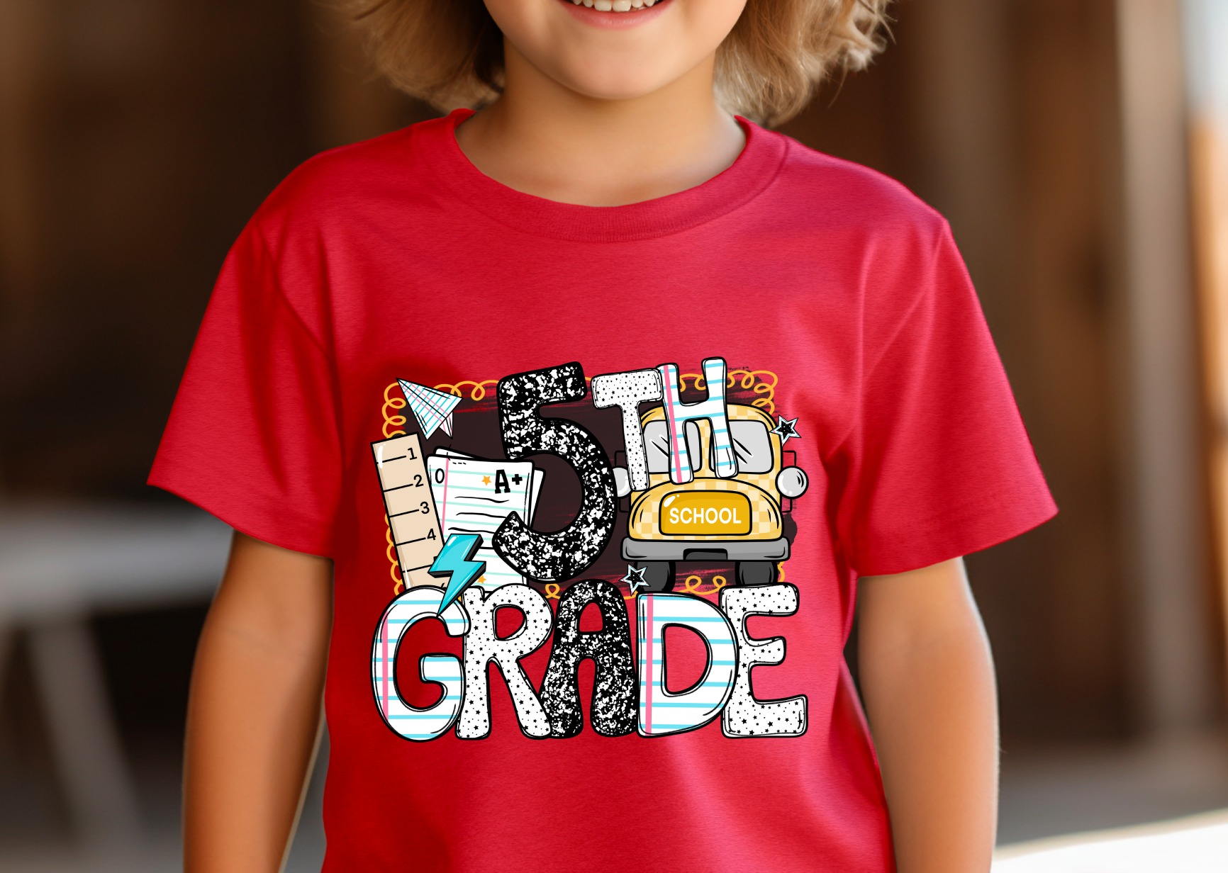 5th Grade T-Shirt, Back to School Shirt, Fifth Grade Shirt, Student Gift, School Bus, First Day of School Tee, Fifth Grader, Grade School - Image 3