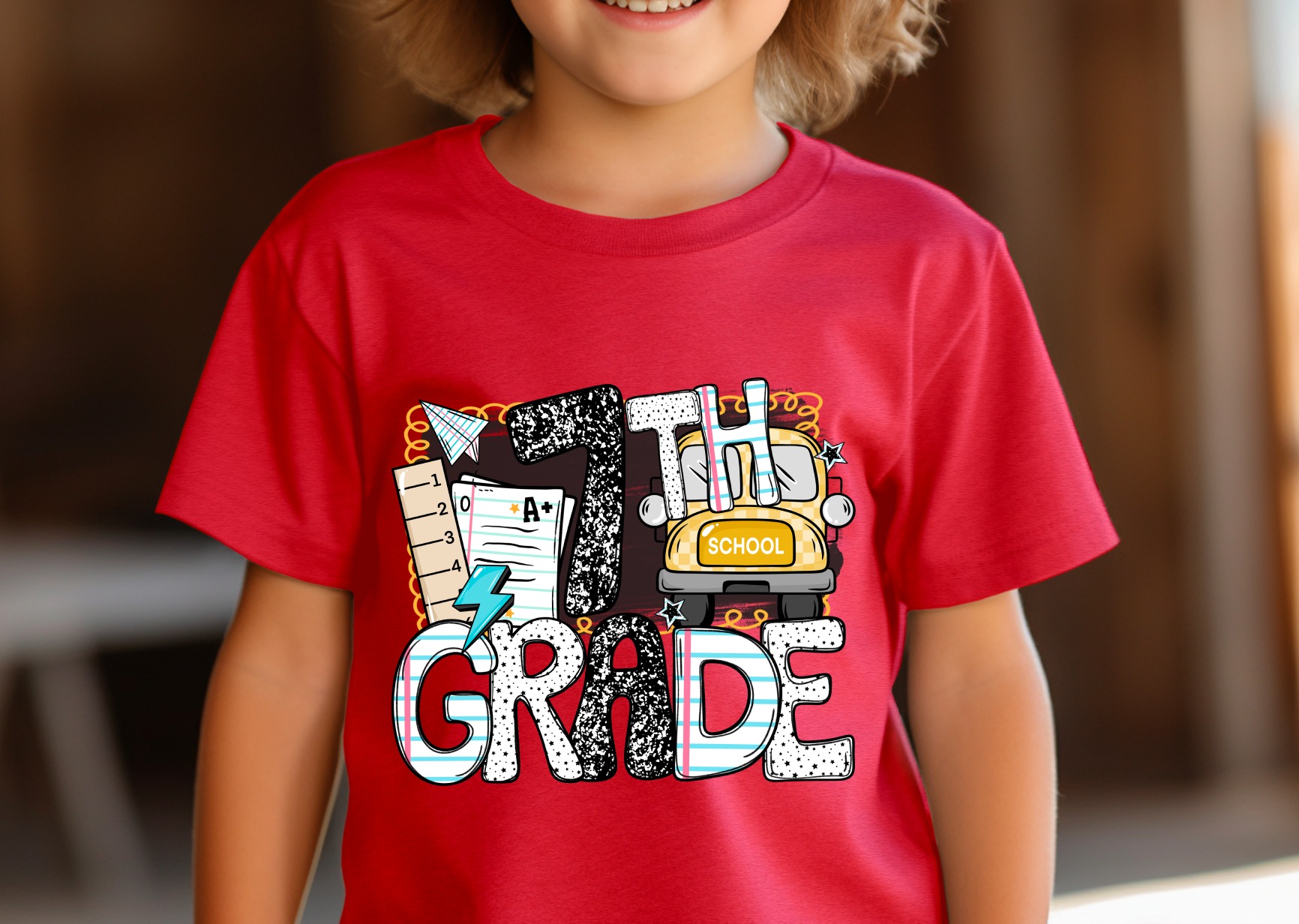 7th Grade T-Shirt, Back to School, Seventh Grade Shirt, School Bus Tee, Student Gift, Seventh Grader Shirt, Seventh Grade Team Shirt - Image 3