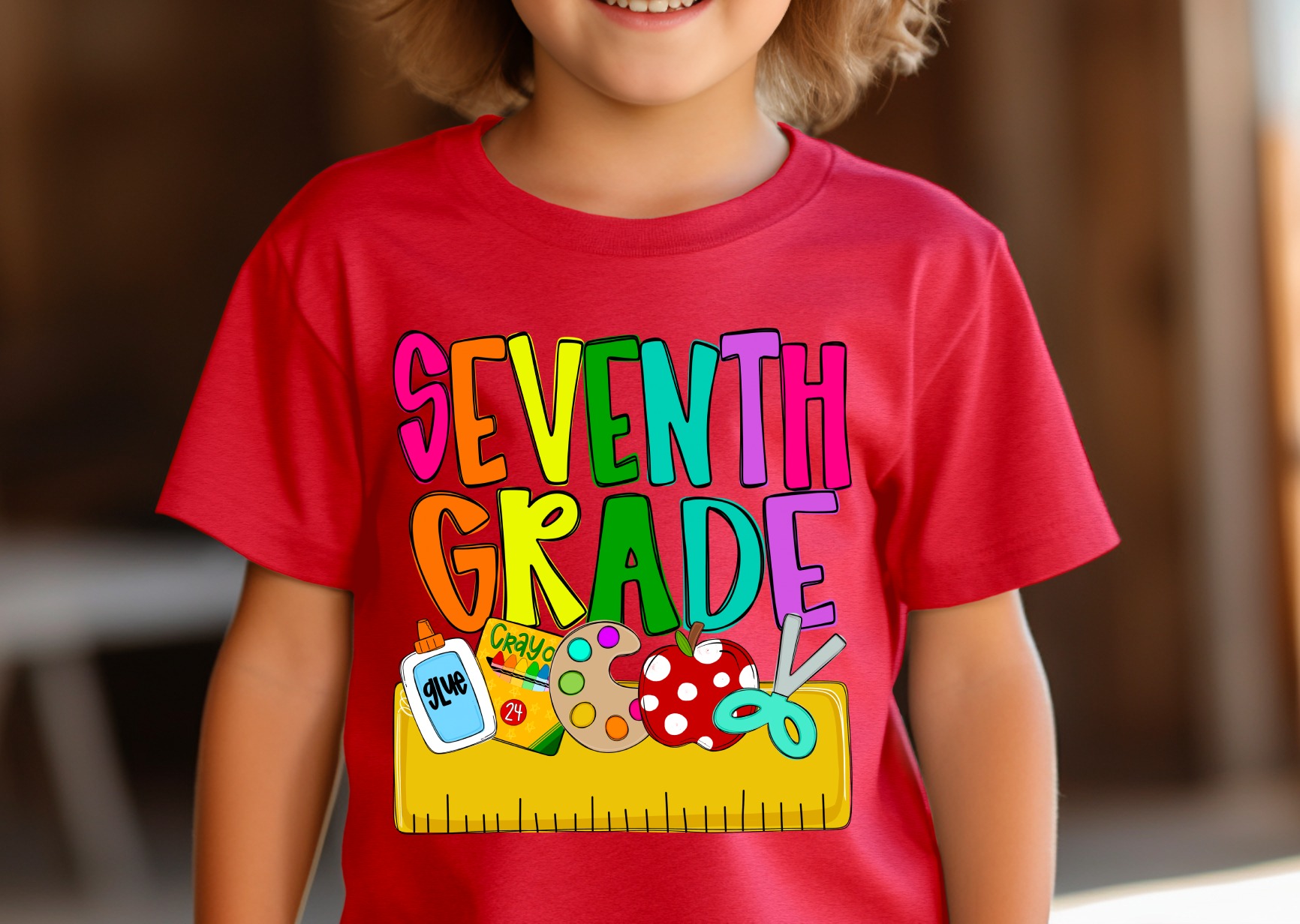 Seventh Grade T-Shirt, Back To School Shirt, Colorful School Supplies Tee, Seventh Grade Student Gift, Teacher Shirt, Graduation T-Shirt - Image 3