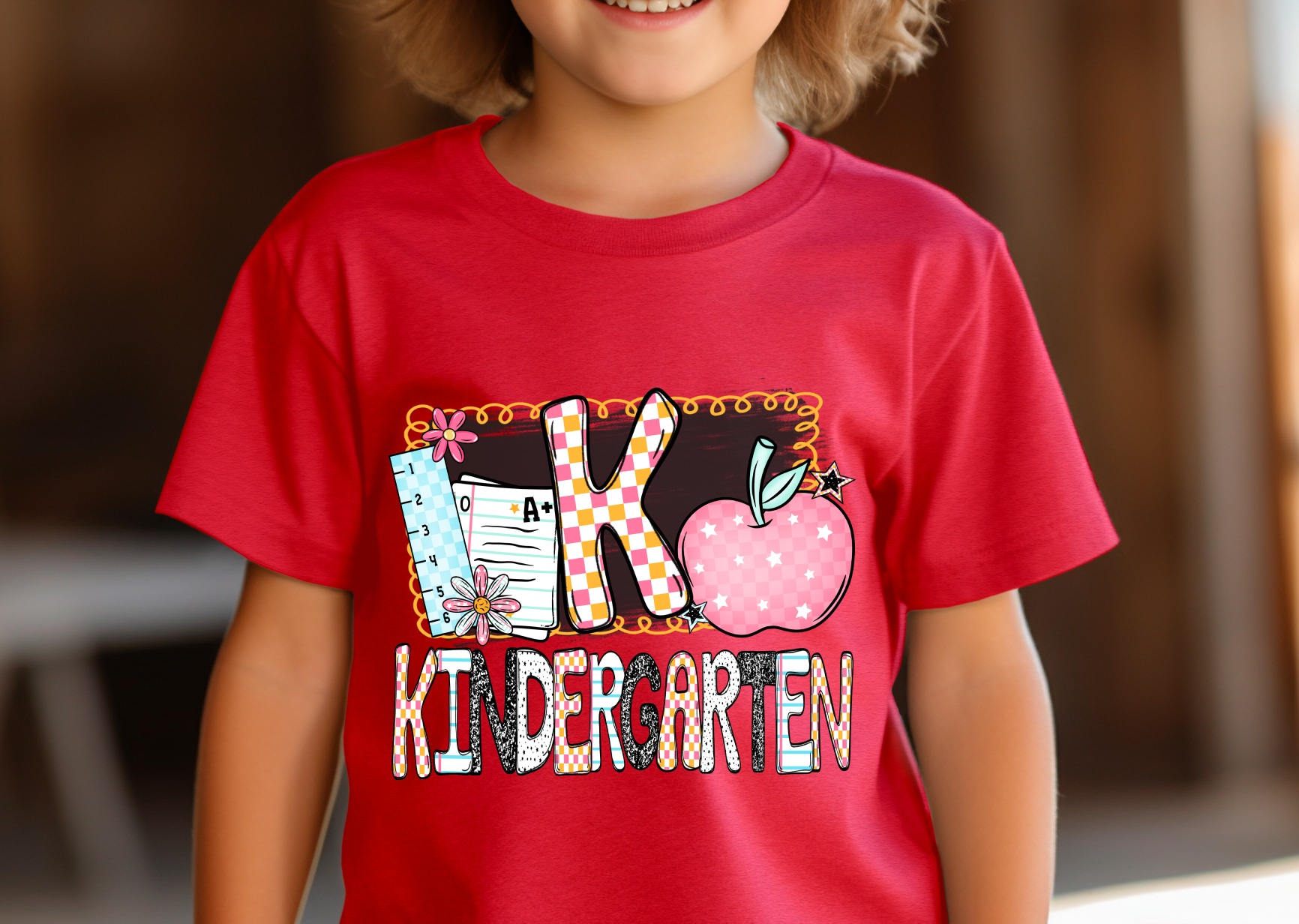 Kindergarten T-Shirt, Back to School Shirt, First Day of School Tee, Cute Kids Apparel, School Outfit, Teacher Gift, Colorful Apple Design - Image 3