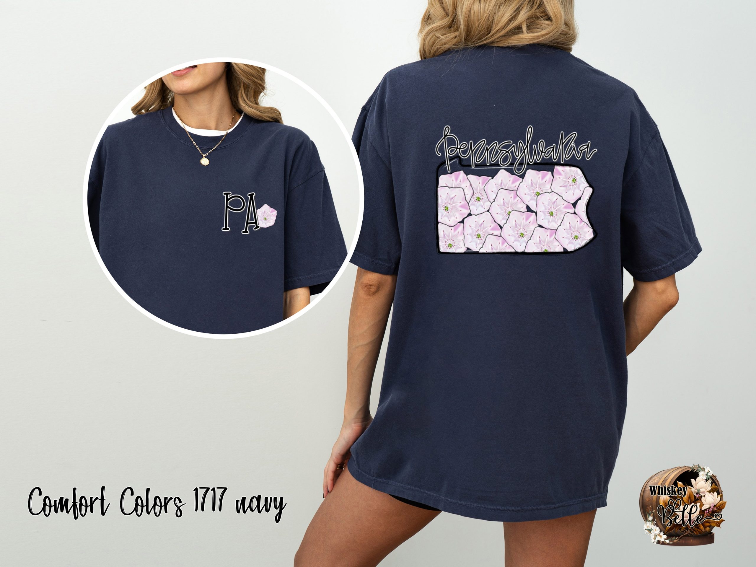Pennsylvania Laurel T Shirt, PA State Flower Tee, Floral State Pride, Mountain Laurel Gift, Pennsylvania Souvenir, State Map T-Shirt - Image 4