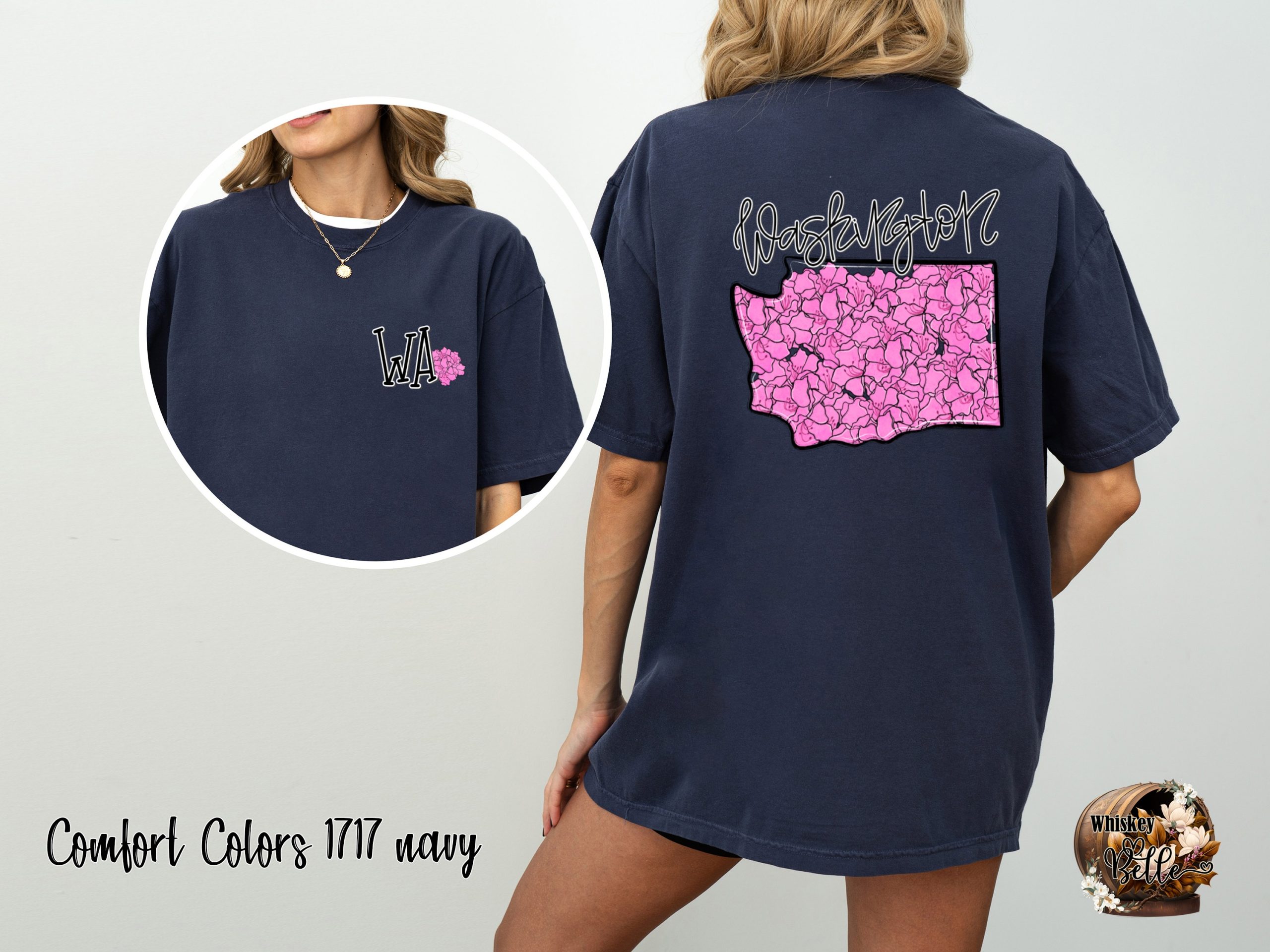 Washington State Flower Rhododendron T Shirt, WA Pink Floral Map Tee, Pacific Northwest Gift, PNW Travel Souvenir, USA State Pride - Image 4