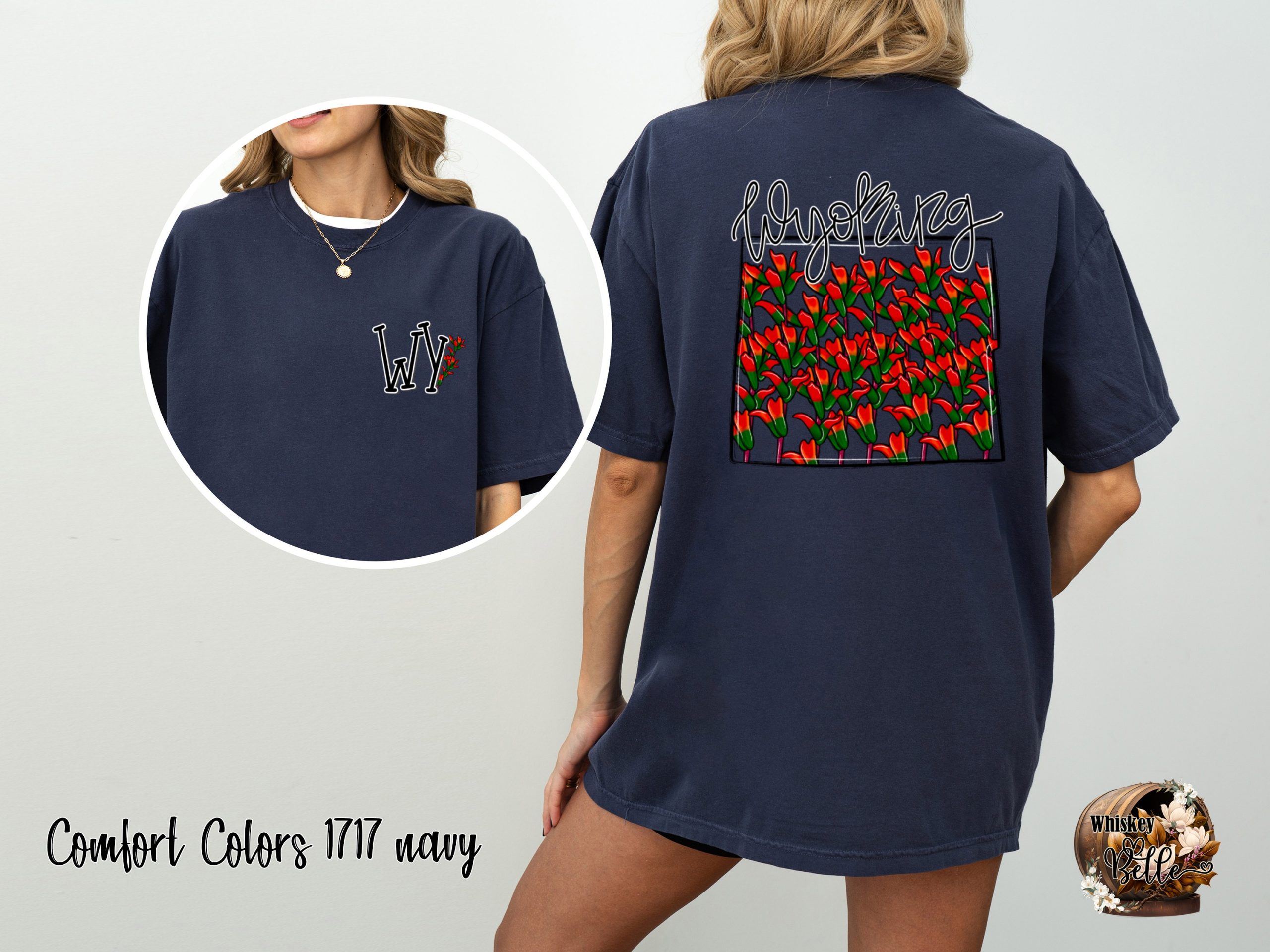 Wyoming Flowers T-Shirt, State Pride Shirt, Floral WY Tee, Souvenir Gift, Trendy Graphic Top, Vacation Tee, Wyoming Lover Gift - Image 4