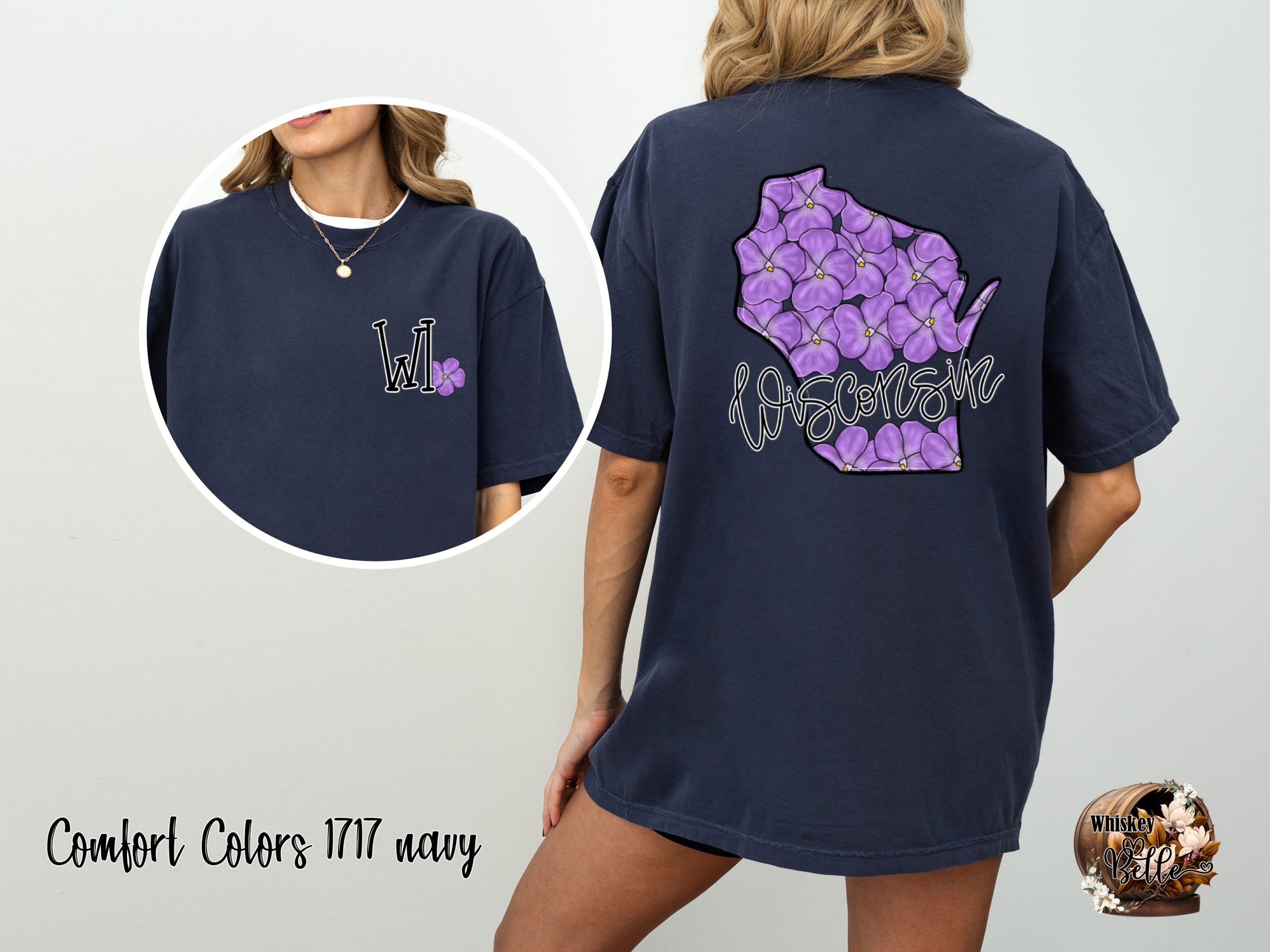 Wisconsin Violet State Flower T-Shirt, Floral WI Tee, Pretty Purple Flower Shirt, Souvenir TShirt, Gift for Wisconsinite, Vacation Tee - Image 4